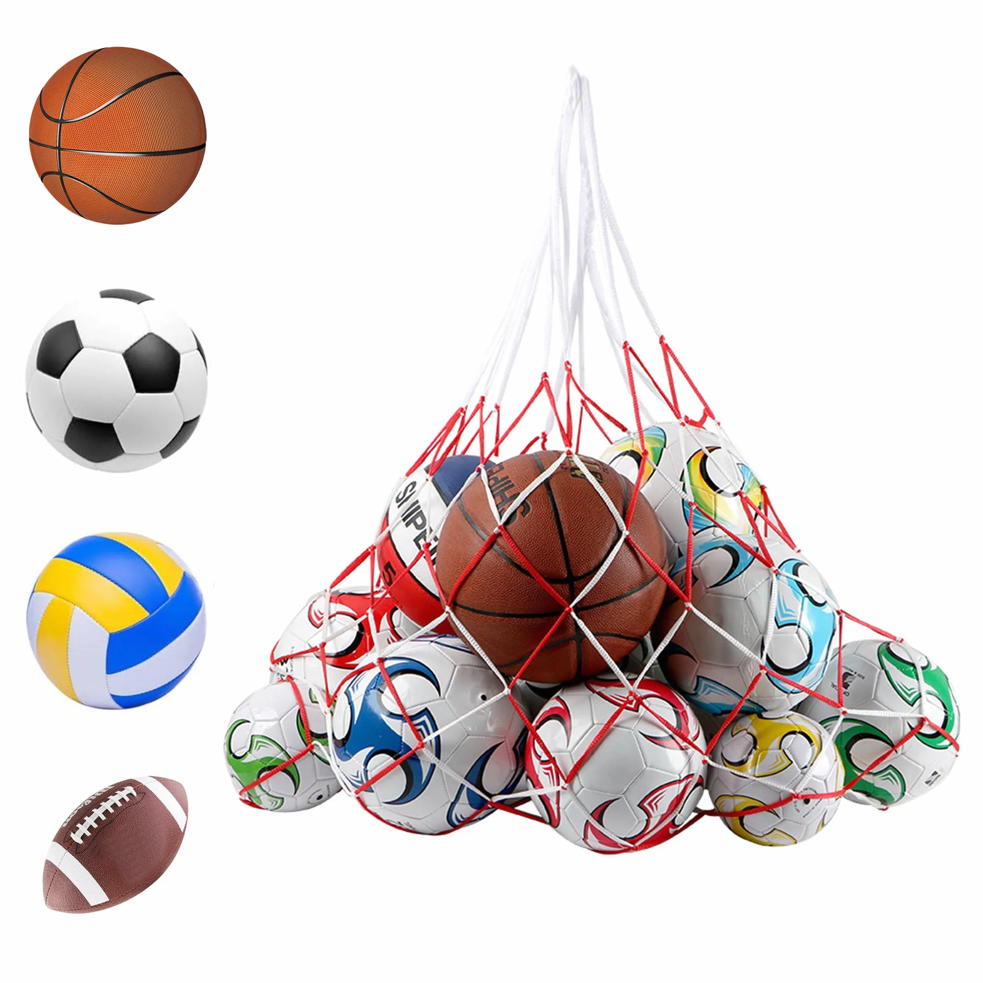 Red para pelotas de 10 pelotas, saco de pelotas, bolsas y redes, apto para fútbol, baloncesto, voleibol, balonmano