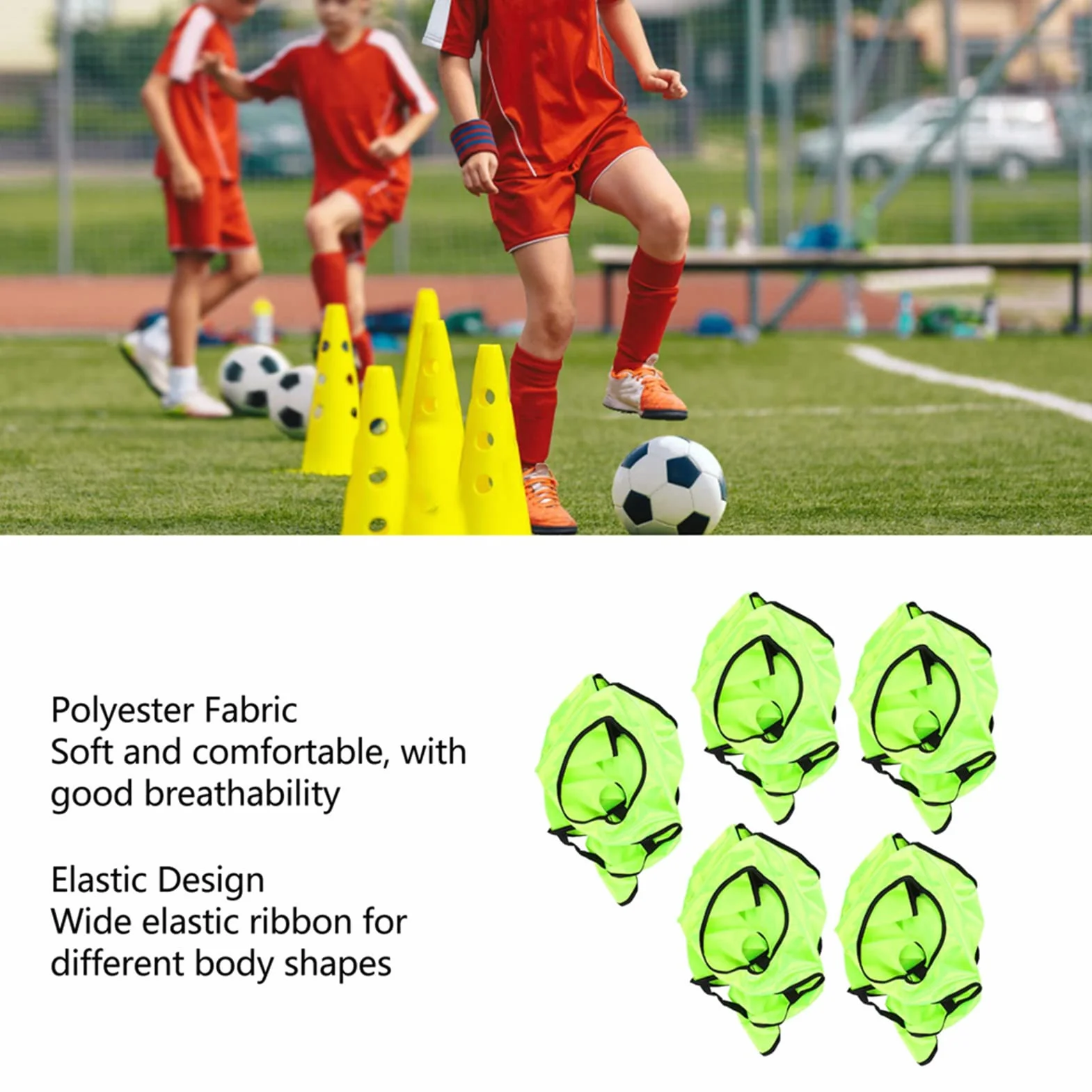 Chaleco de Práctica para Niños 5 Piezas, Pinnies de Fútbol Sin Mangas