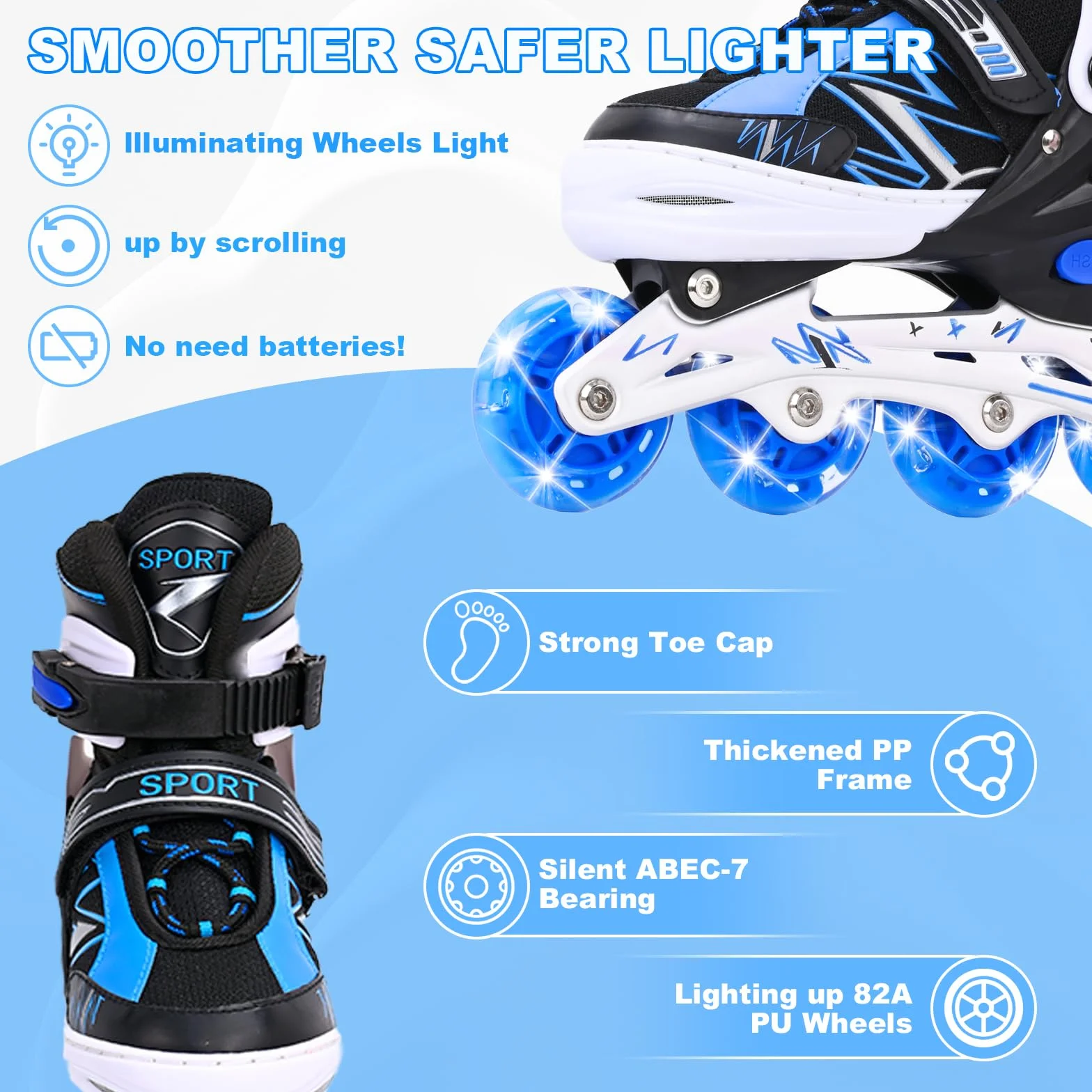 Patines en línea Ajustables para niños con Ruedas de iluminación, Principiantes, Juegos al Aire Libre