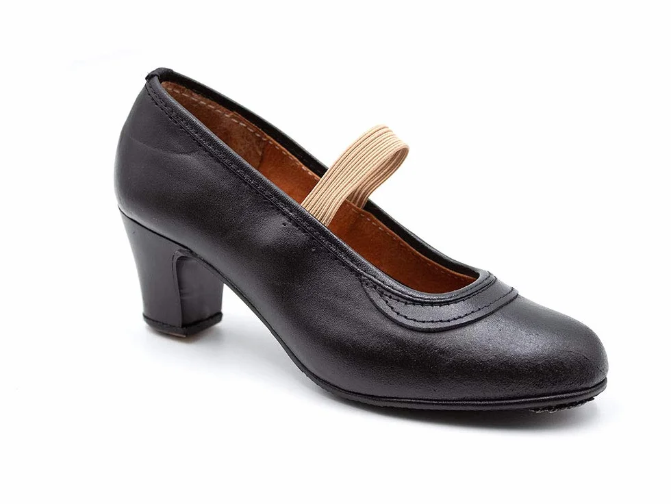Zapato Profesional de Baile Malaca Piel Cierre Goma elástica Tacón Suela Clavos Niña