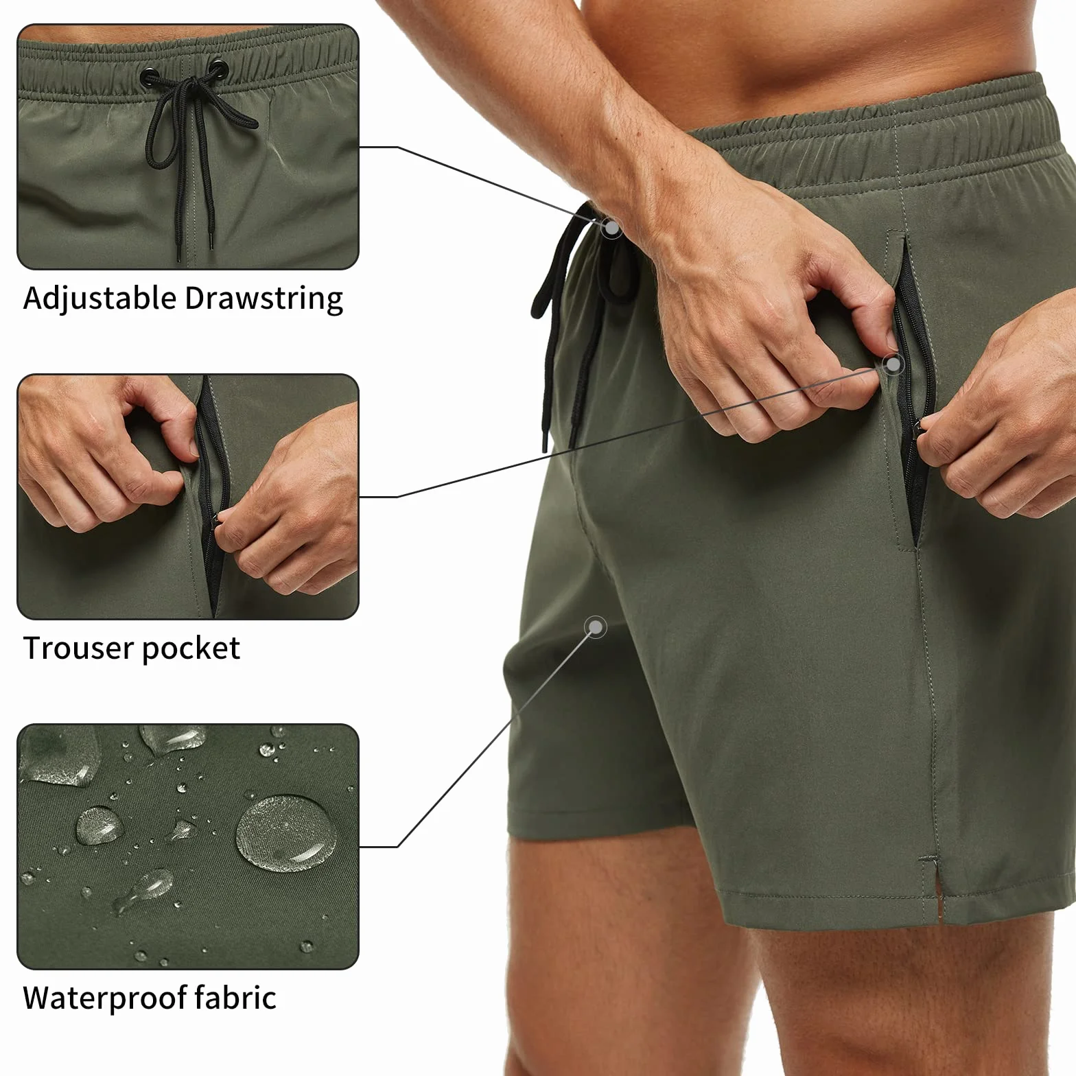 Bañador Hombre Corto Secado Rápido con Malla Forro Verano Natacion Pantalones Cortos Playa Surf