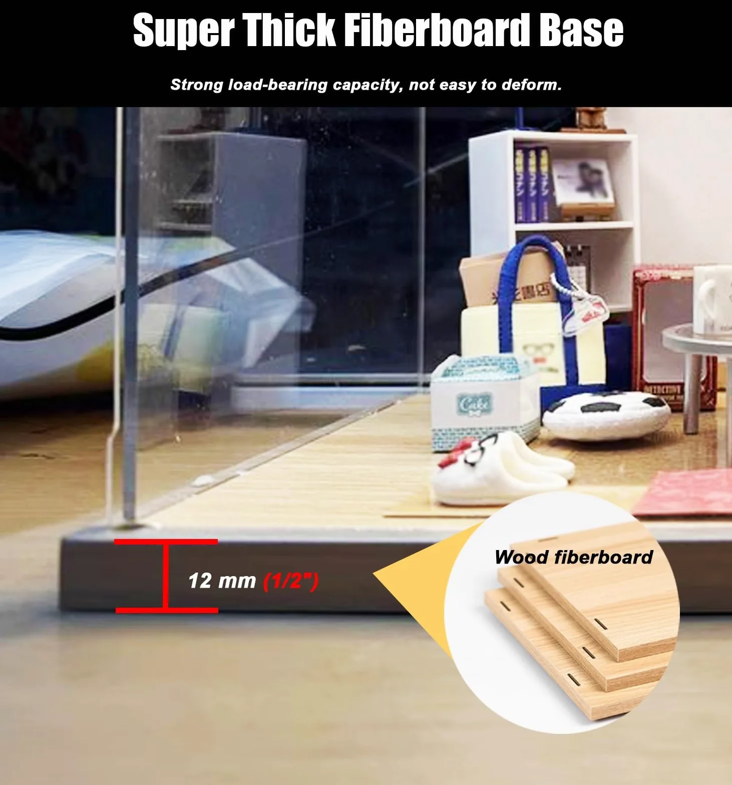 Vitrina de Acrílico Vitrina Alta de PVC Transparente con Luz LED, Caja de Acrílico para Exhibir Figuras de Trofeos, Vitrina para Figuras a Prueba de Polvo Puerta, Contenedores(30x40x60cm/12x16x24in)