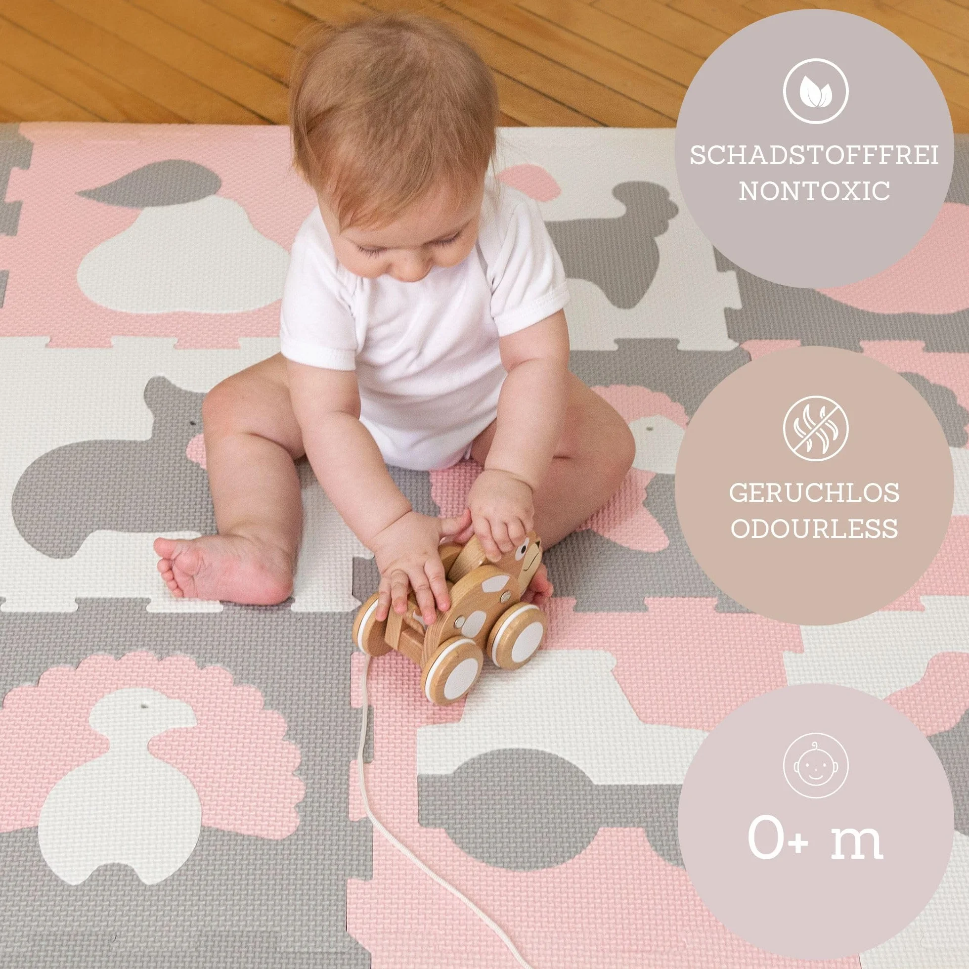 Hakuna Matte Alfombra Puzzle Infantil para Niños | 12 Piezas Espuma EVA con Tema de Granja | 20% + Gruesa y Suave para Gatear y Aprender |100% Segura, No Toxica, sin Olor