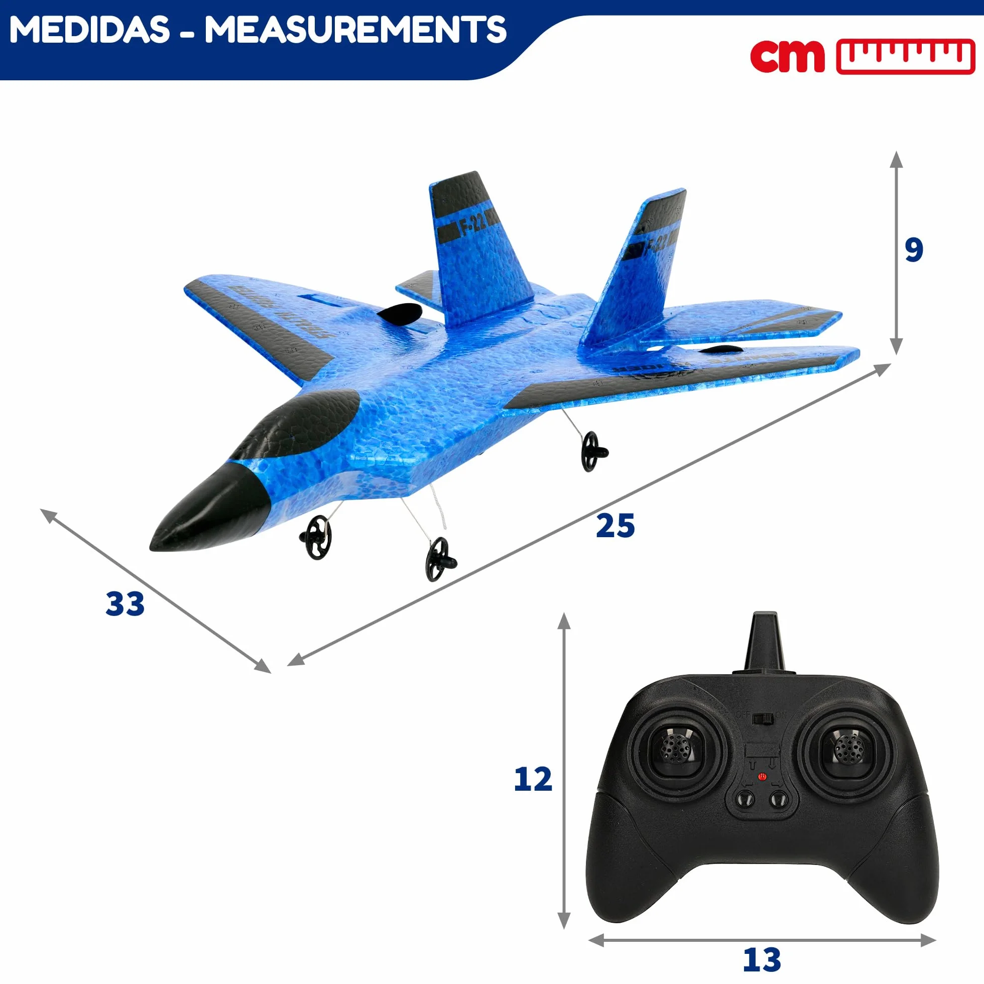 COLORBABY Speed & Go Avión teledirigido de Combate, 25x33x9 cm, Mando Control Remoto, Frecuencia 2.4 GHz, Giros 360º, Alcance 120 m, USB, Juguetes radiocontrol, Juguetes para niños, +3 años (47642)