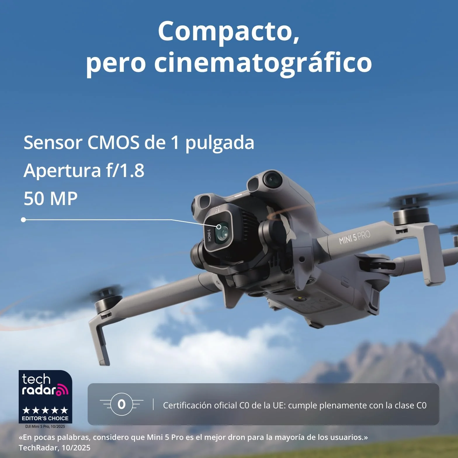 DJI Mini 5 Pro Vuela Más Combo con DJI RC 2, Dron 4K Cámara CMOS 1 pulgada, Detección de obstáculos, Certificado C0