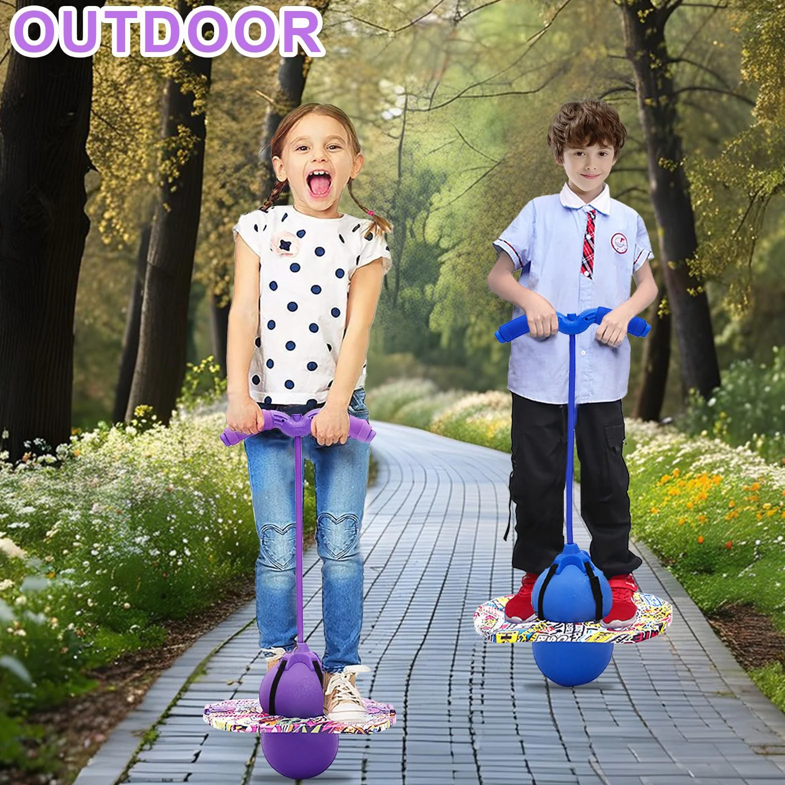 Pogo con Asas,100KG Equilibrado y Coordinado Pogo de Rebote, Las Asas Son Ajustables Equipado para Niños y Adultos para Entrenar Las Habilidades de Equilibrio (Púrpura)
