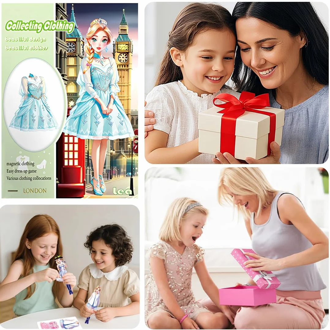 Muñecas de Vestir Magnéticas Muñeca de Papel de Vestir de Princesa Juguete de Juego de Viaje de Simulación y Juego Muñeca de Portátil para Vestir Princesas Regalo para Niña (Lea)