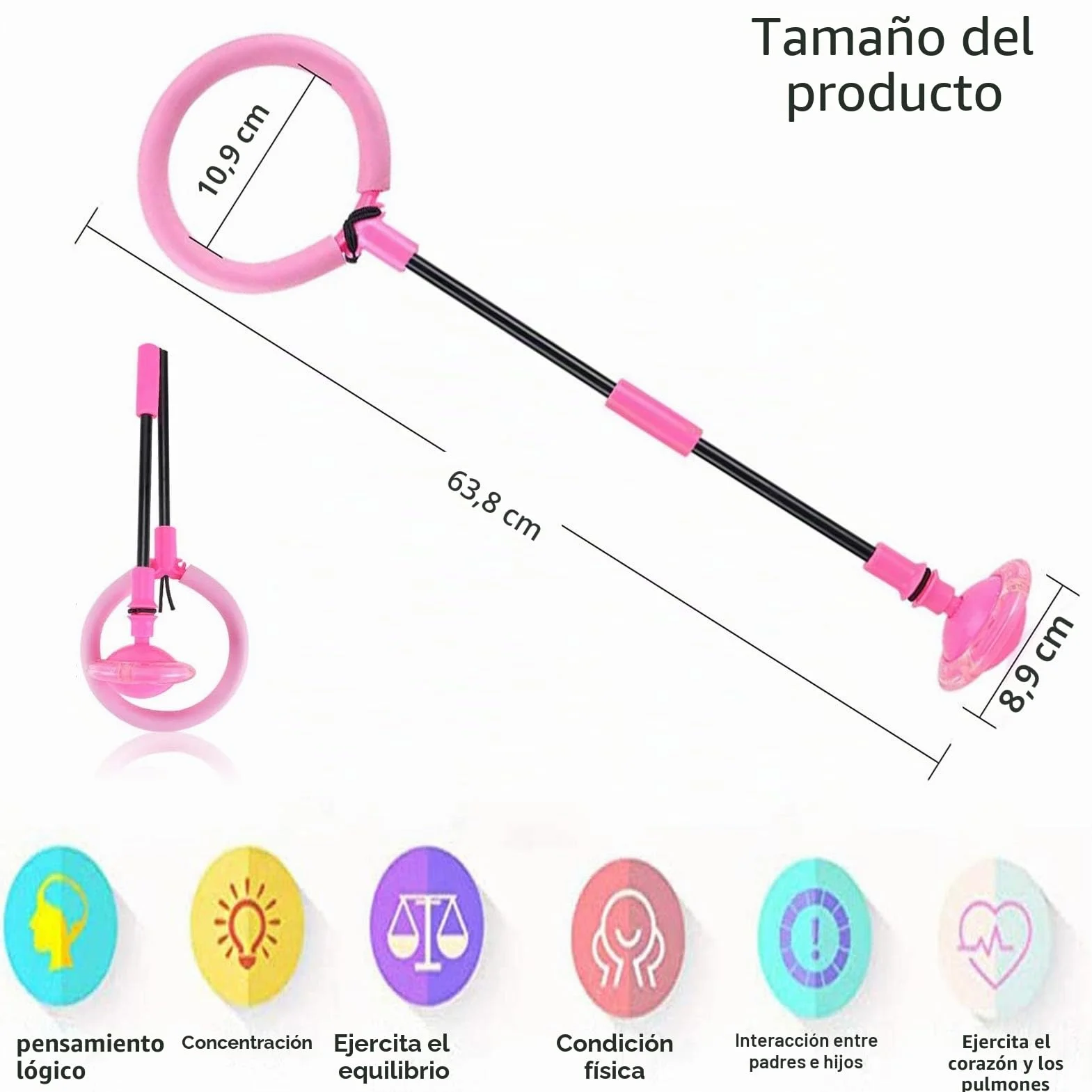 Pelota De Salto De Tobillo con Flash Plegable para Niños Adultos Ejercicio (Rosa)
