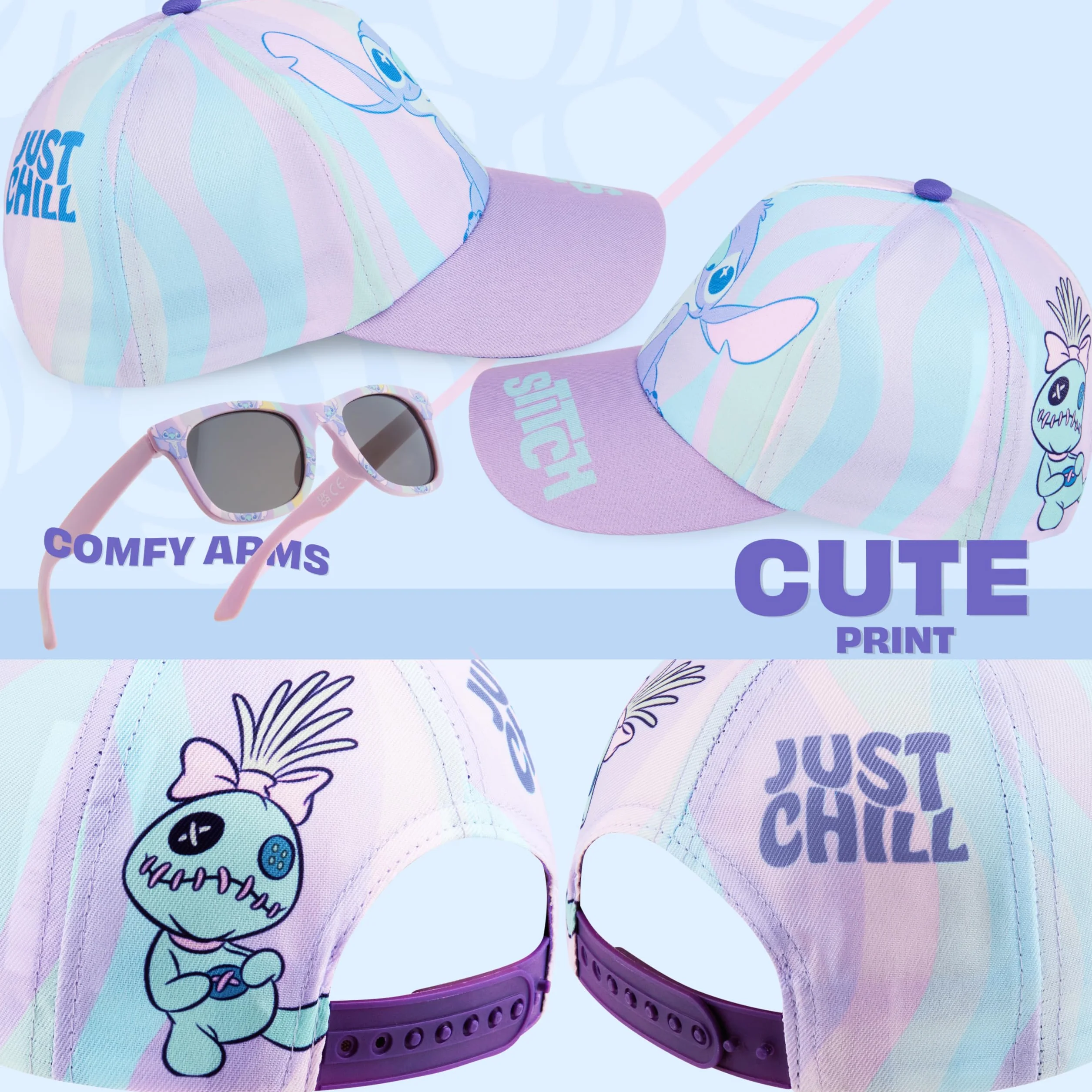 Gafas de Sol y Gorra Niña Proteccion Solar UV400 Ajustable Accesorios Viajes