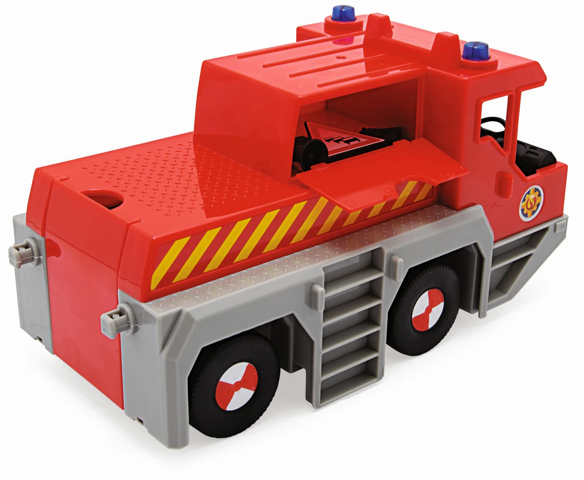 Simba 109252517 - Grúa de Juguete de Sam Bombero (50 cm) - Vehículo de Rescate 2 en 1 (Coche y grúa) para niños a Partir de 3 años, con cabrestante, Figura, luz y Sonido (Incluye Pilas)