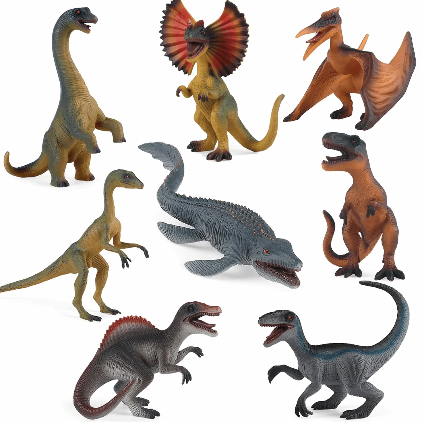 Juguetes Dinosaurios 8 Piezas Tiranosaurio Rex Velociraptor Regalo Cumpleaños Niños 3-8 Años