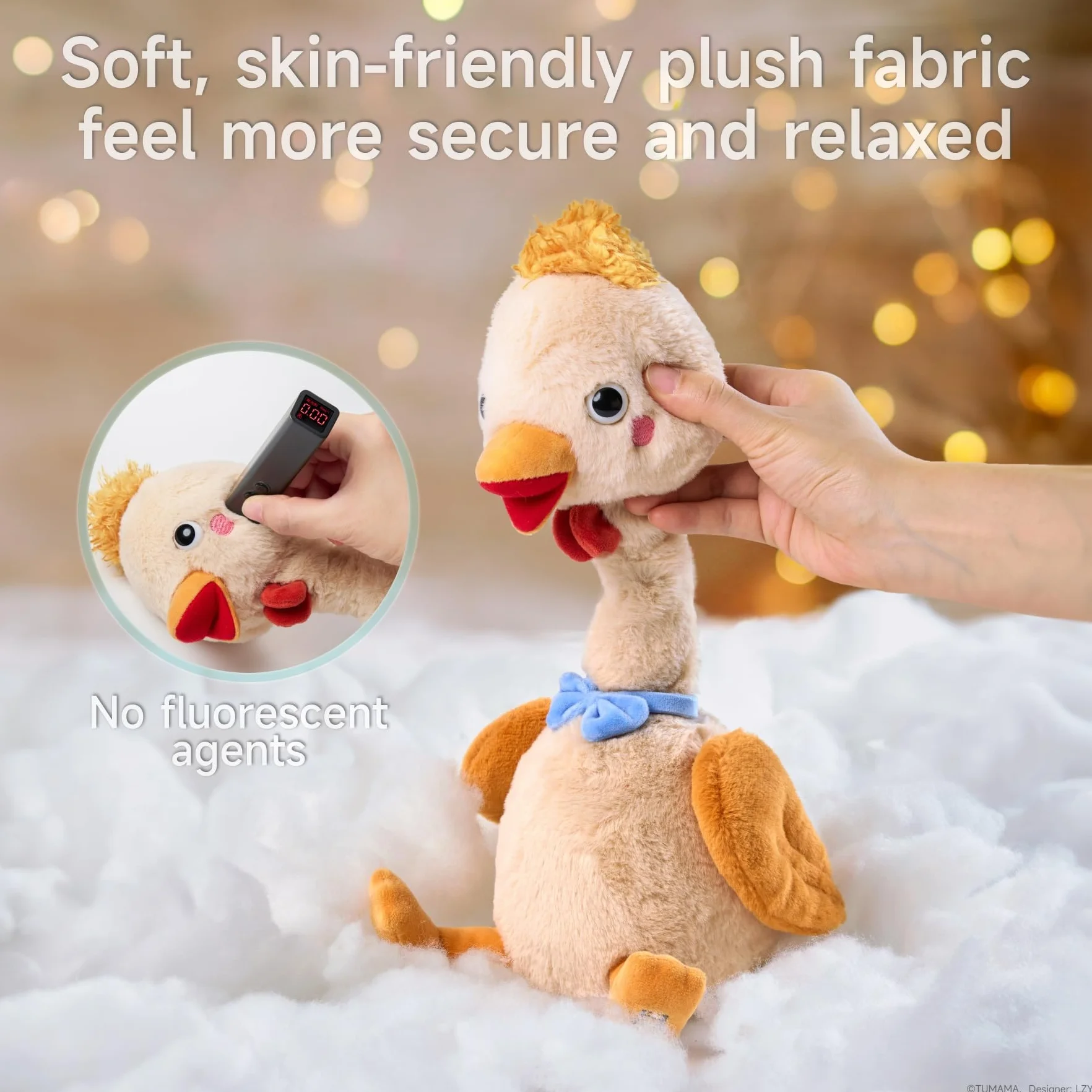 TUMAMA Pollito Que Habla Y Repite Lo Que Dices, Cuello Y Alas Móviles, Pollito De Peluche para Niños, Pollito Que Canta Y Baila, Regalo De Cumpleaños para Niños, Niñas De 3 4 5 7 Años, Amarillo Claro