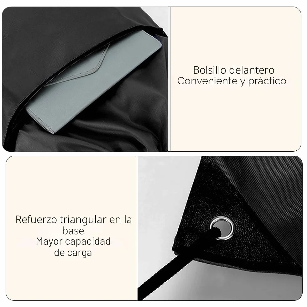 Mochila impermeable gran capacidad gimnasio deporte con cordón cremallera exterior