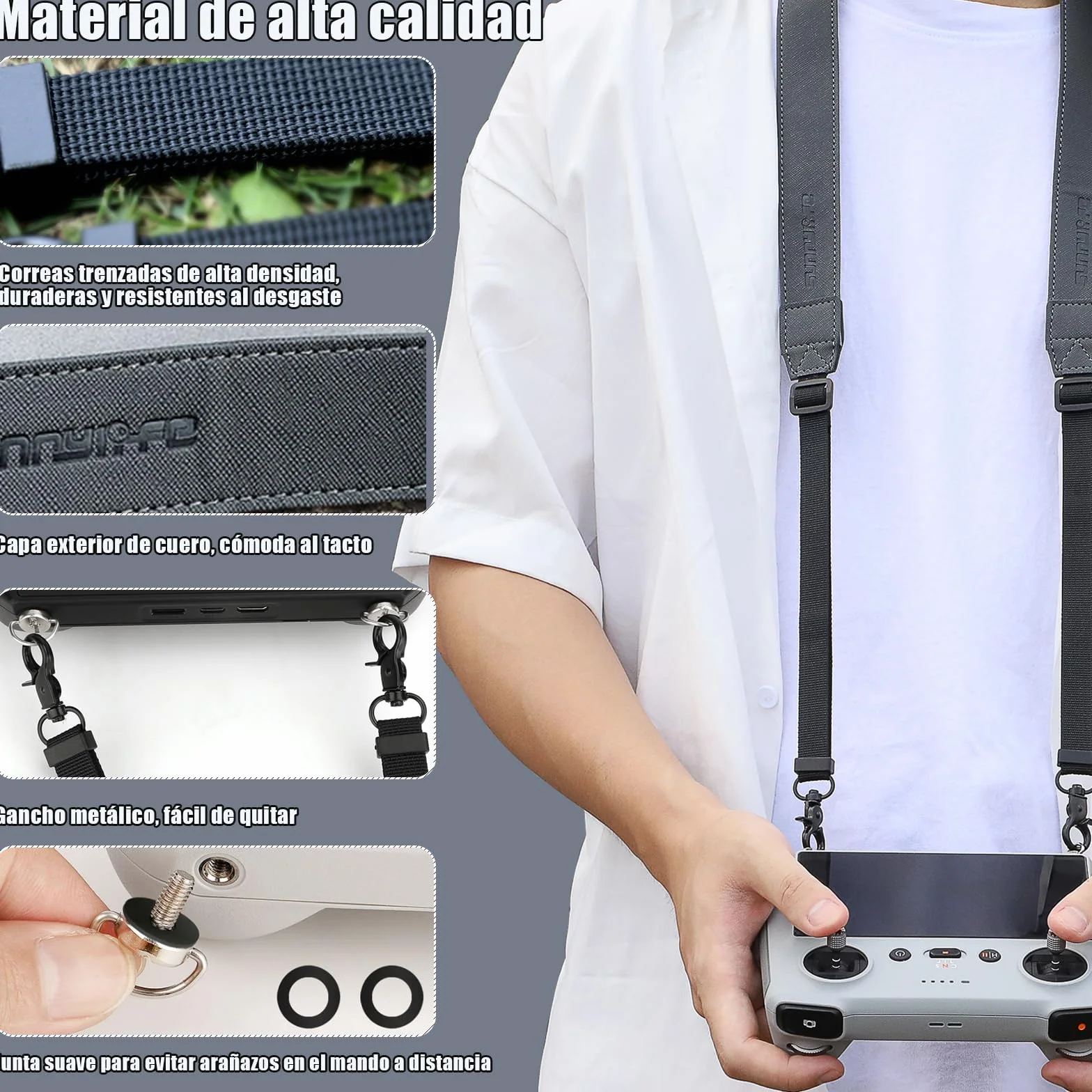 Correa para controlador DJI Mini 3/Mini 3 Pro/Mini 4 Pro/Air 3/ Air 2S/Air 3S/Mavic 3 Classic, correa de cuello para DJI RC/RC 2/RC Pro,correa de hombro para accesorios de drones
