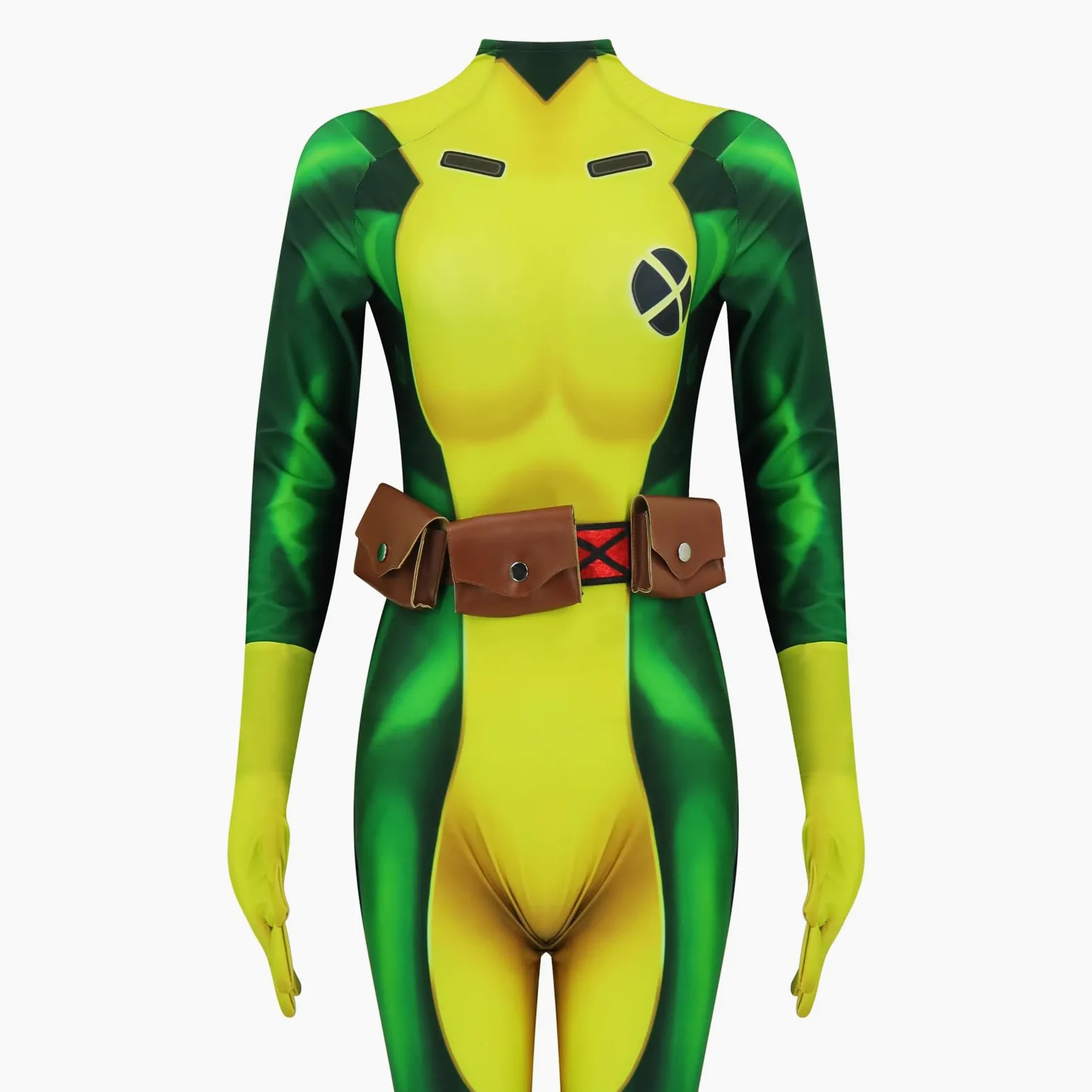 Rogue - Disfraz de superhéroe Rogue verde para mujer, overol de pícaro Zentai para adultos, trajes de Halloween