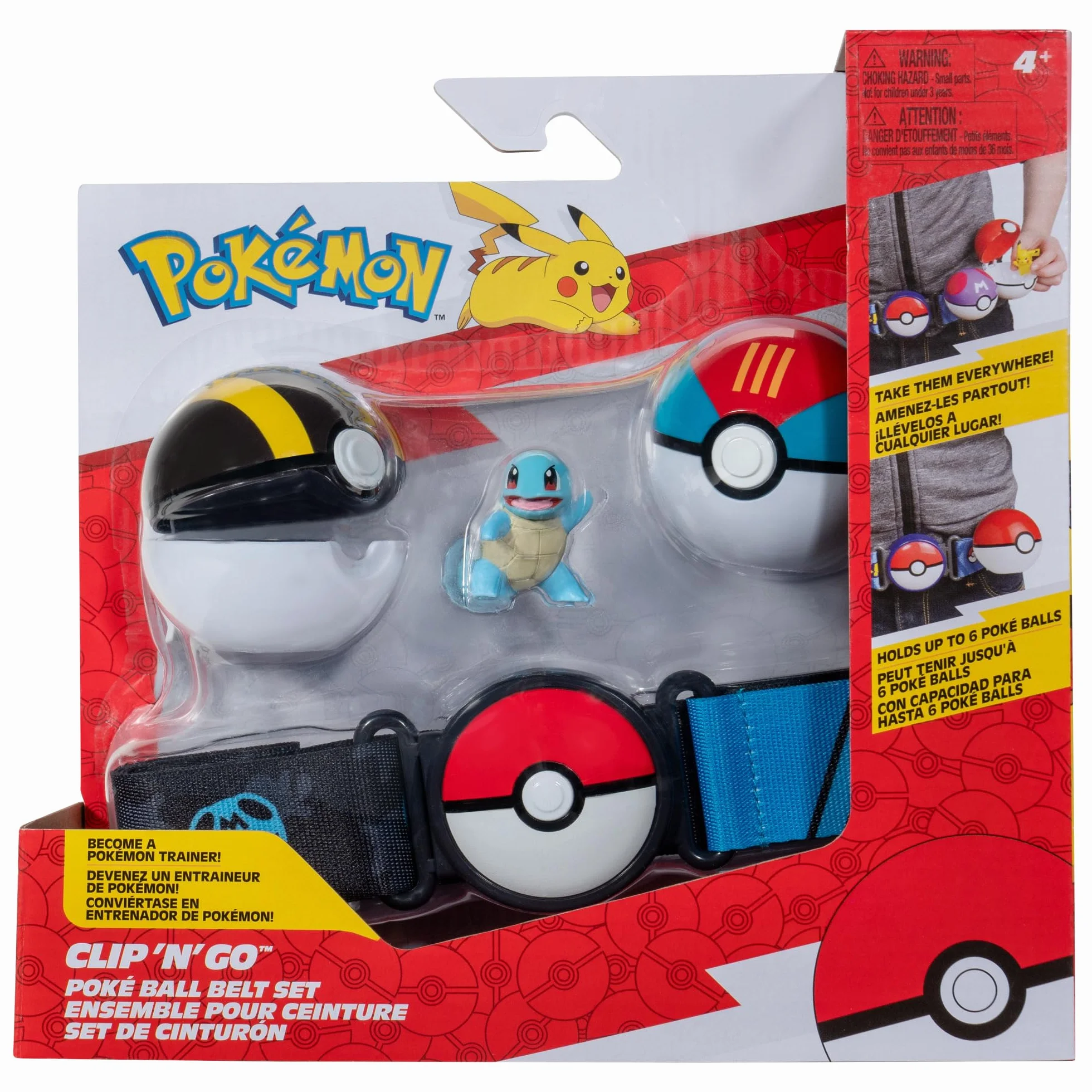 Pokémon Clip 'N' Go Belt Game Set con Squirtle 5 cm Figura y Accesorios