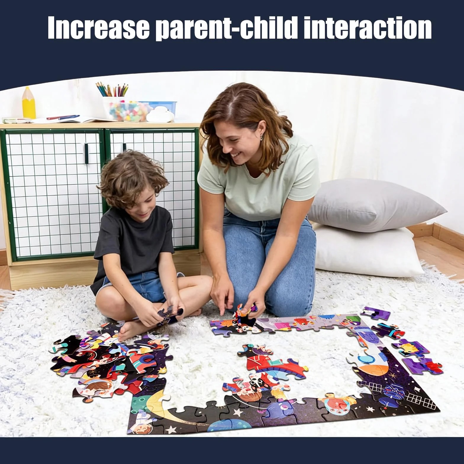 Puzle de suelo a partir de 4, 60 piezas, rompecabezas de suelo, sistema solar, rompecabezas a partir de 5 años para niños, juguetes Montessori a partir de 3 años, regalos de cumpleaños para