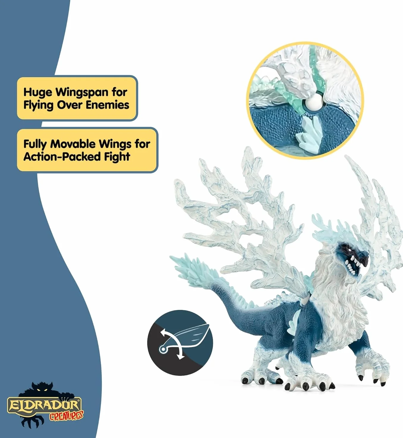 Schleich ELDRADOR Creatures | Dragón de Hielo 70790 | Figura de Monstruo con alas móviles y Elementos Transparentes | Regalo para niñas y niños | Juguete a Partir de 7 años | 20 x 15 x 13 cm