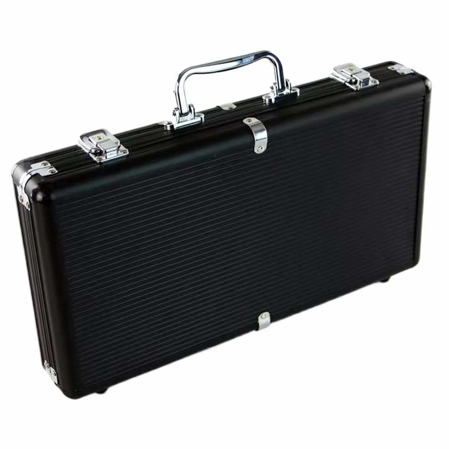 Estuche De Fichas De Poker Vacío - De Almacenamiento De 300 Piezas, Construcción De Aluminio Negro Mate Organizador De Fichas De Protección Completa, Diseño De Bloqueo Sé