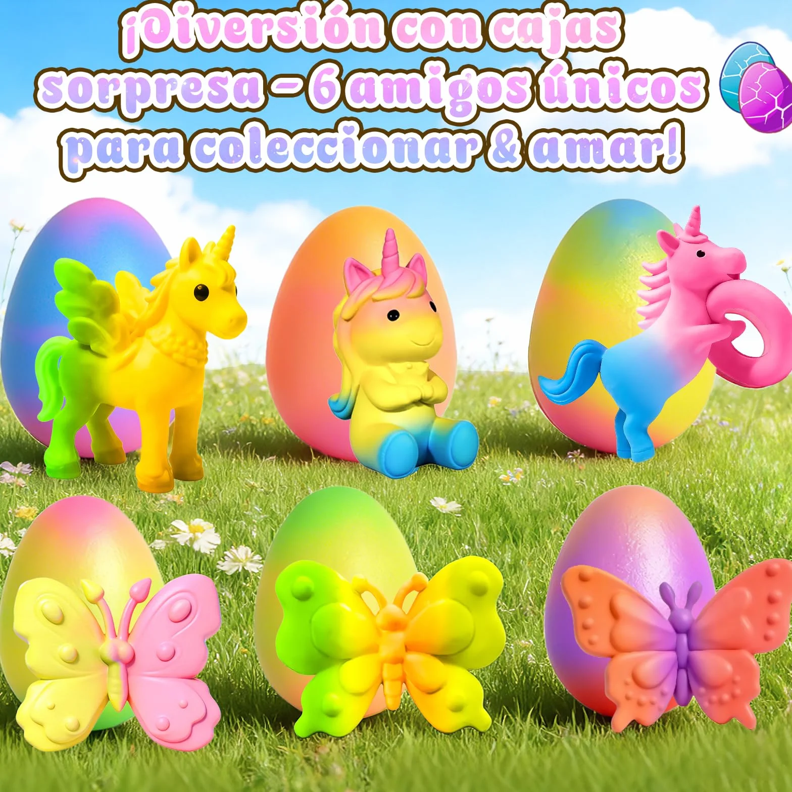 MOMUSE Huevo de Unicornio para Niños 6 PCS, Kit de Manualidades, Regalo Niñas 4 Años, Regalos de Pascua, Regalos para Fiestas de Cumpleaños Niñas Niños 3 4 5 6 7 8 Años