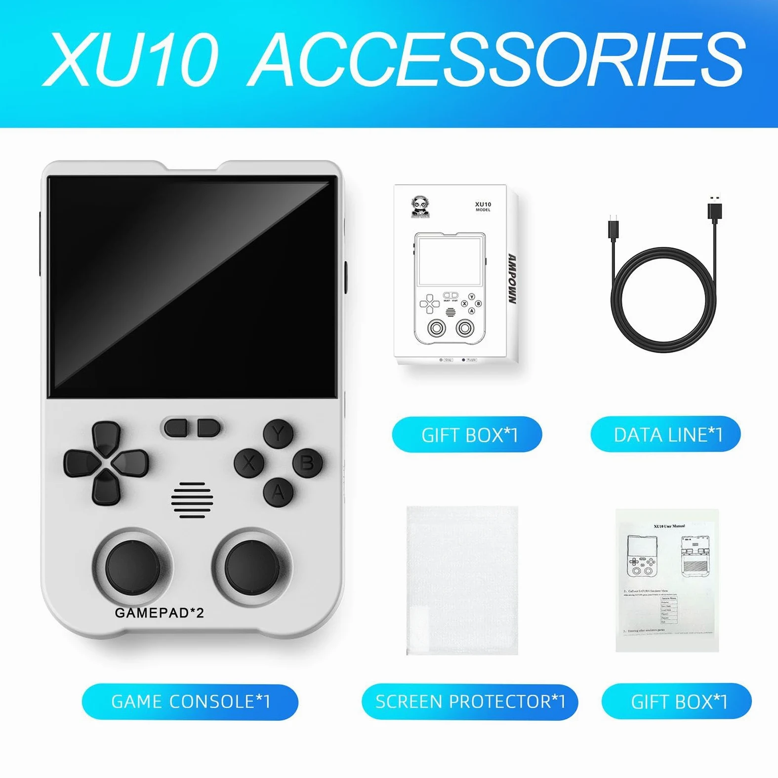 JINGAN Mano retro | Consola de juegos retro con batería de 3000 mAh | pantalla táctil de 3,5 pulgadas, consola de juegos para amantes de los juegos portátiles, admite múltiples emuladores, regalo