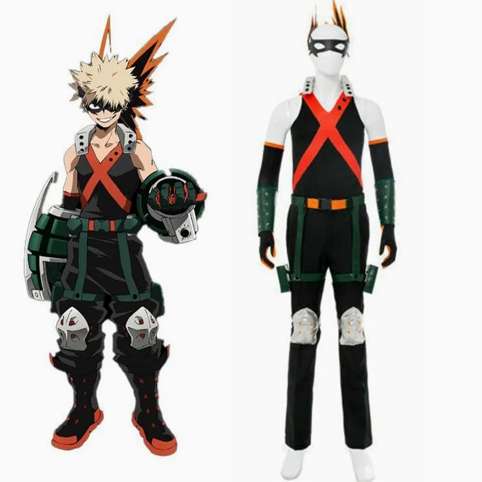 Zhongkaihua MHA - Disfraz de anime Bakugou Katsuki, conjunto completo de una sola pieza para Halloween, carnaval, fiesta, disfraz