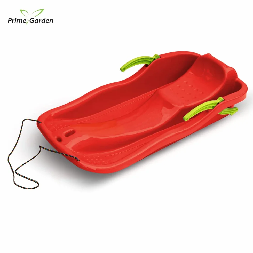 PRIMEGARDEN® Corsa - Trineo infantil con freno de mano, dirección y giro al descenso de montaña, color rojo