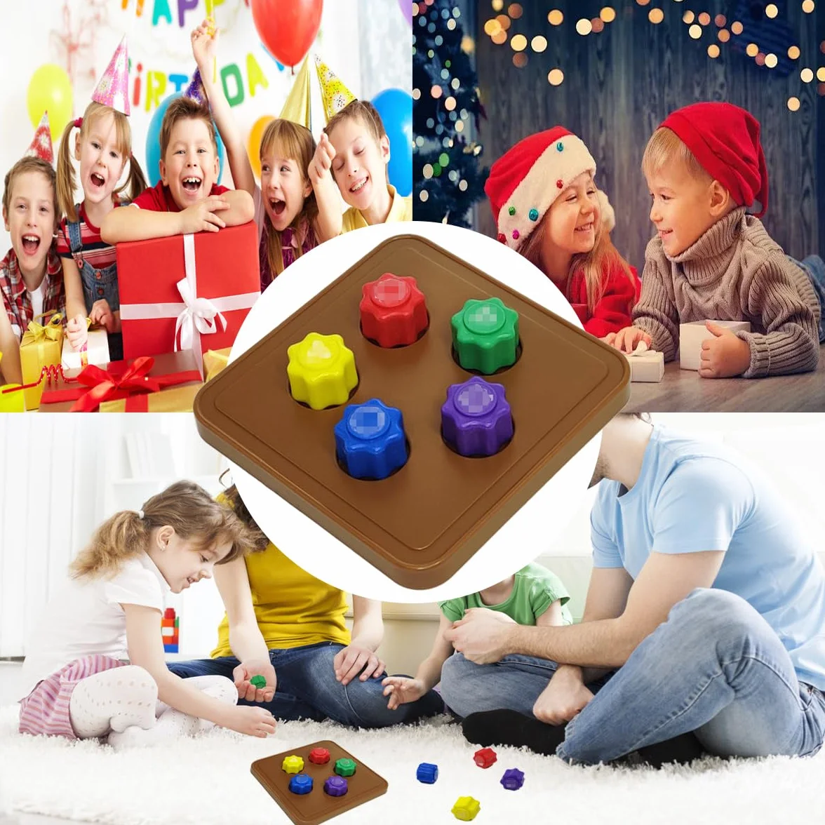 Juego Tradicional Coreano Gonggi, de Guijarros de Piedra y Calamar para Entrenamiento de Coordinación en Niños y Adultos (5Pcs+1Base)