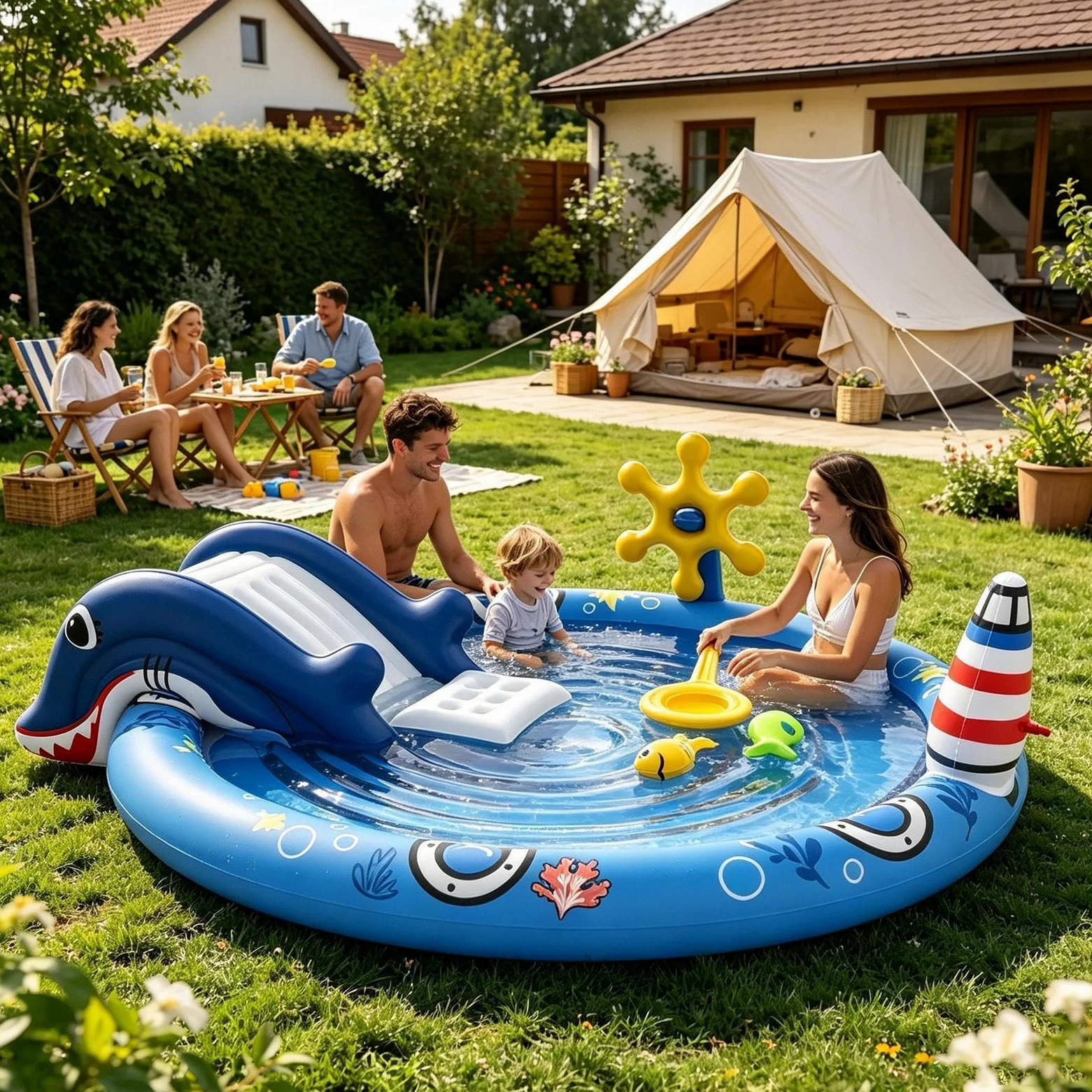 Piscina hinchable infantil Juguetes hinchables y divertidos | Piscina de natación infantil para Jardín Patio Césped Terraza Parque Escuela Parque Acuático Hogar Vacaciones