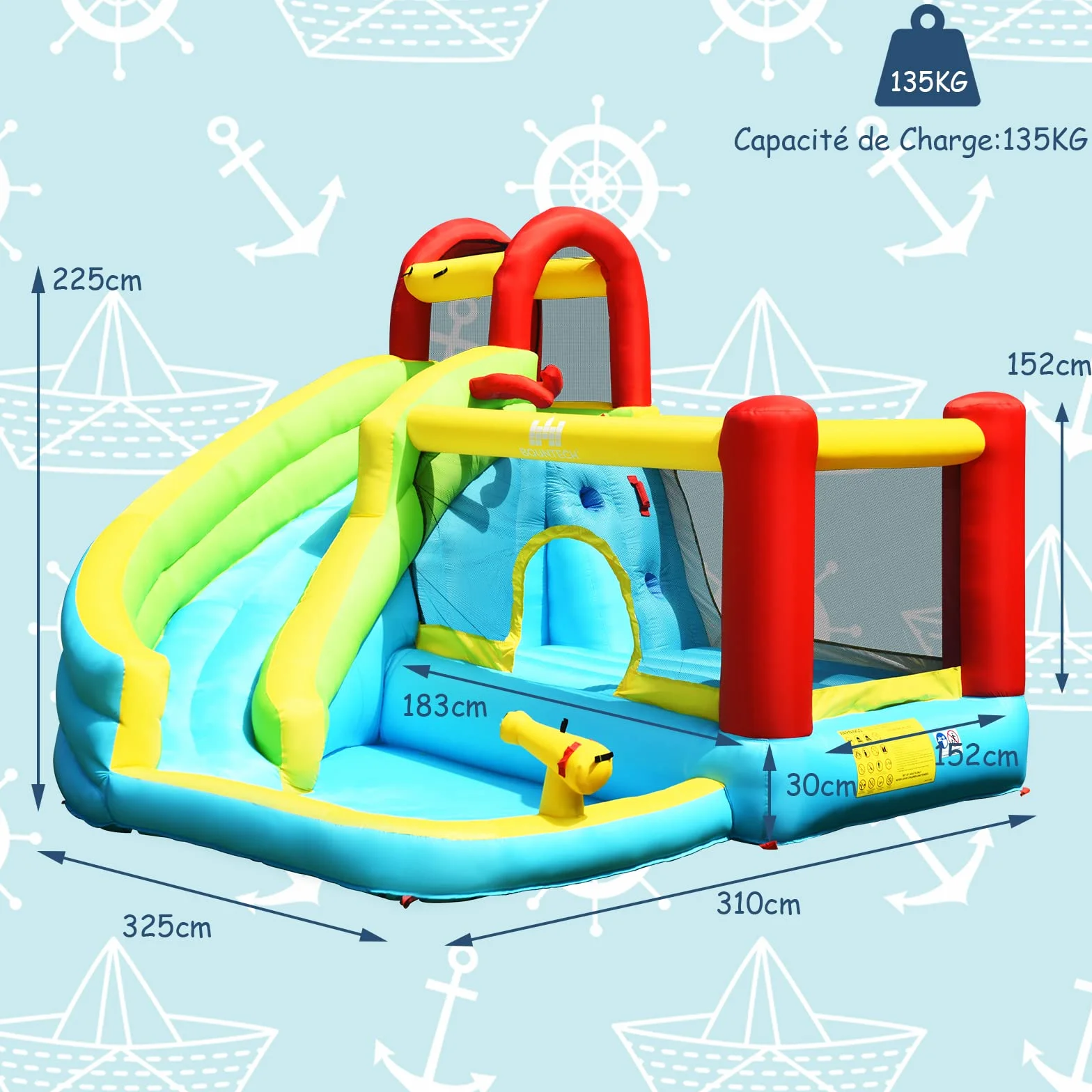 GOPLUS Castillo Hinchable para Niños, Hinchable Grande con Piscina, y Tobogán para Fiesta del Agua de Verano, Adecuado de 3 a 10 Años, ‎‎325 x 310 x 225 cm