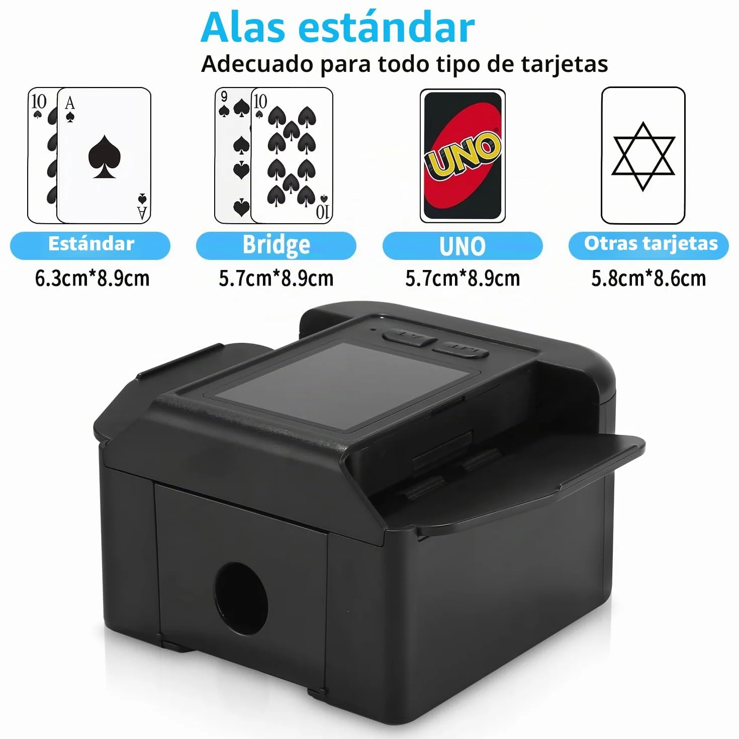 Mezclador automático de tarjetas silencioso y recargable, para 2 juegos de tarjetas, mezcladora de 2000 mAh, para UNO, póquer, Texas Hold'em negro