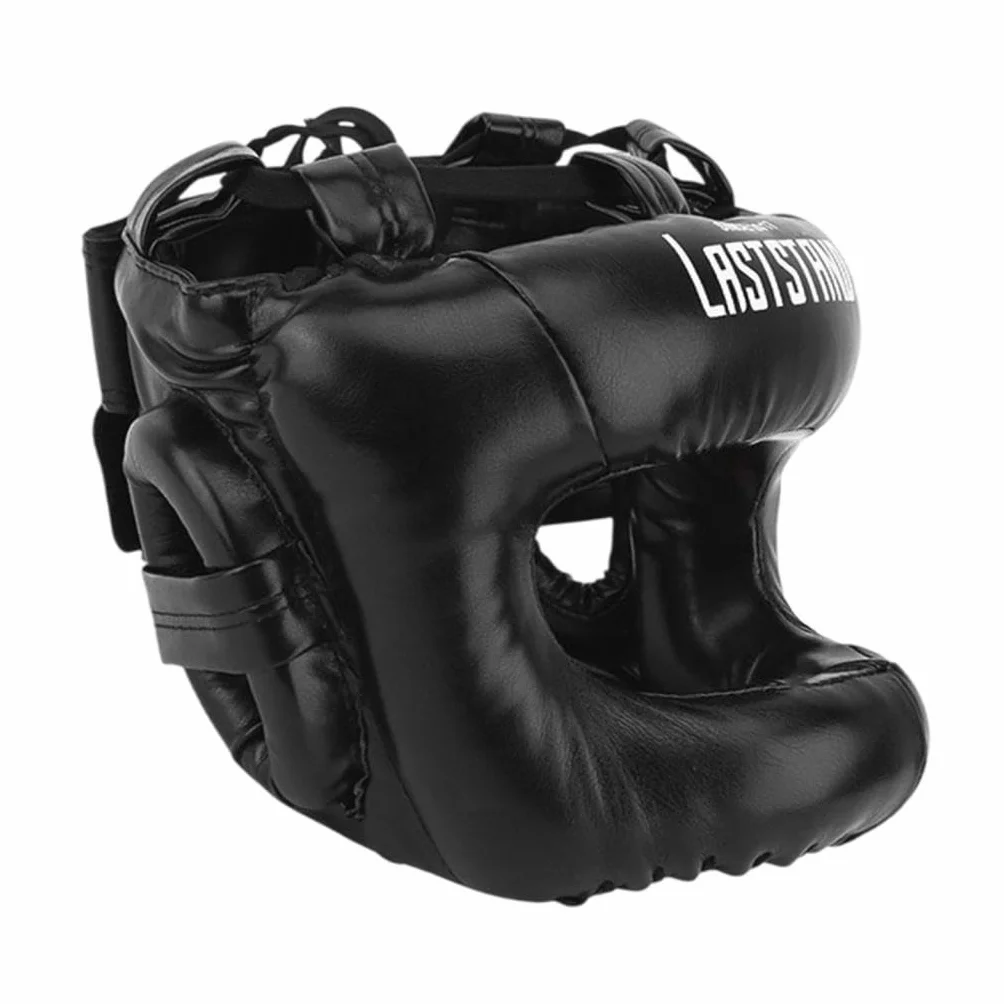 Casco de Boxeo para Adultos Ajustable Negro Kickboxing MMA