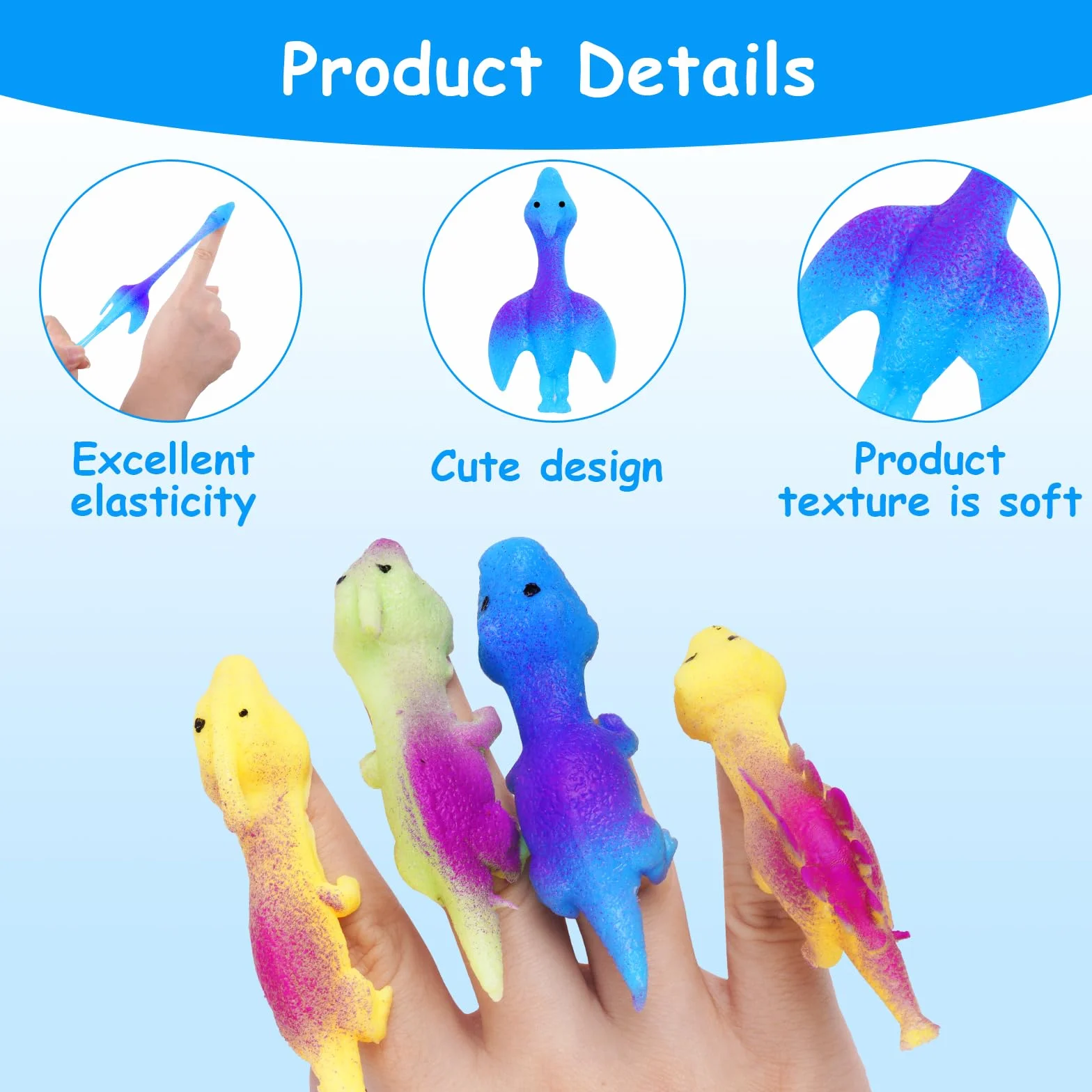 Ainiv Juguetes para Dedos de Dinosaurio Tirachinas, 10 Piezas Slingshot Dinosaur Finger Toys, Divertido Juguete Dinosaurio Tirachinas, Dinosaurios Juguetes para Niñas y Niños de 3 Años en Adelante