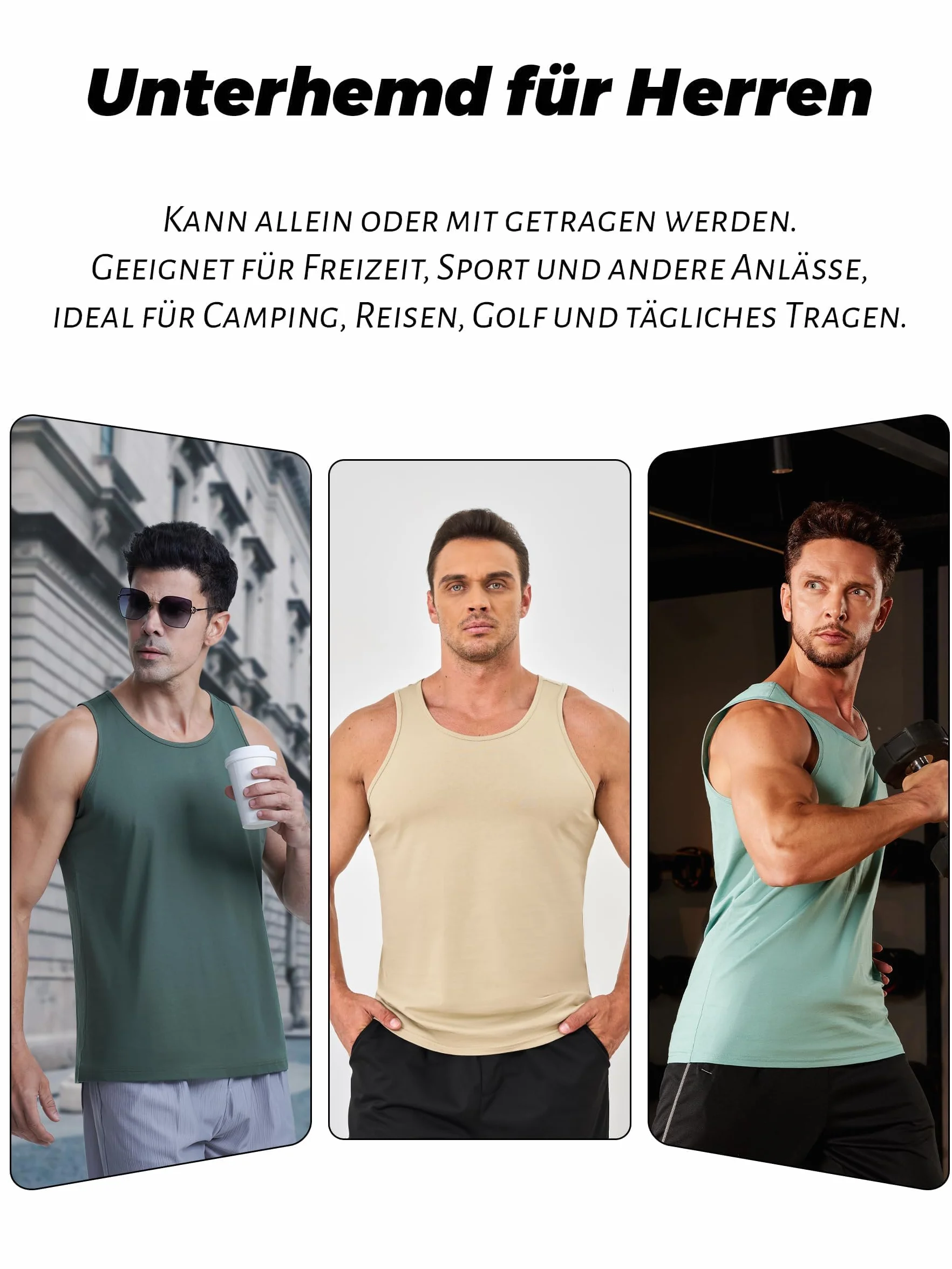 Camiseta de tirantes para hombre de algodón sin mangas deportiva fitness gimnasio