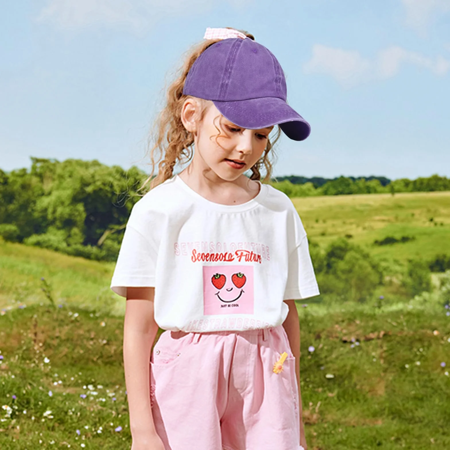 Gorra de Béisbol Lavada 100% Algodón Visera Ajustable Niños 3-8 Años