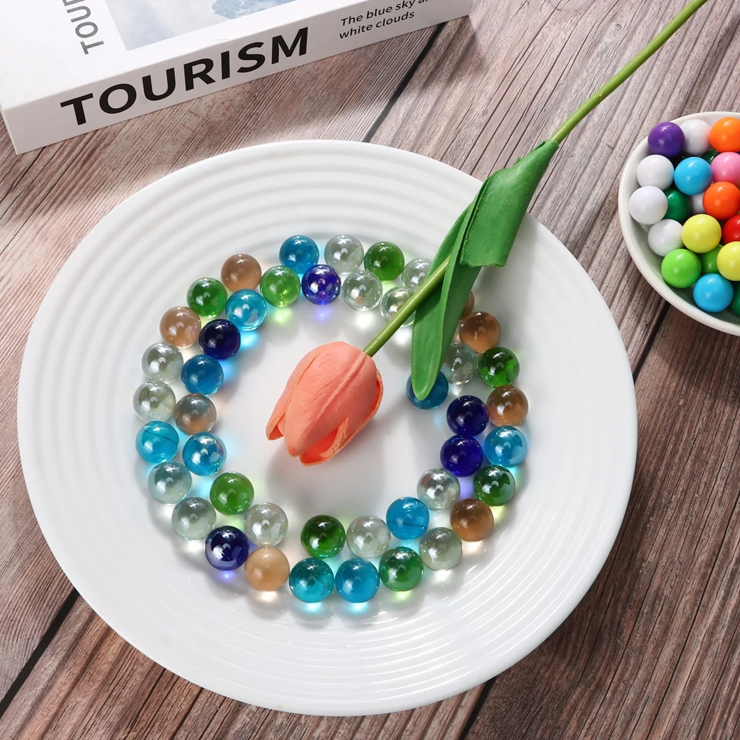 100 Piezas Coloridas Canicas de Cristal, para Juegos de Carreras de Canicas, Bricolaje y Decoración del Hogar