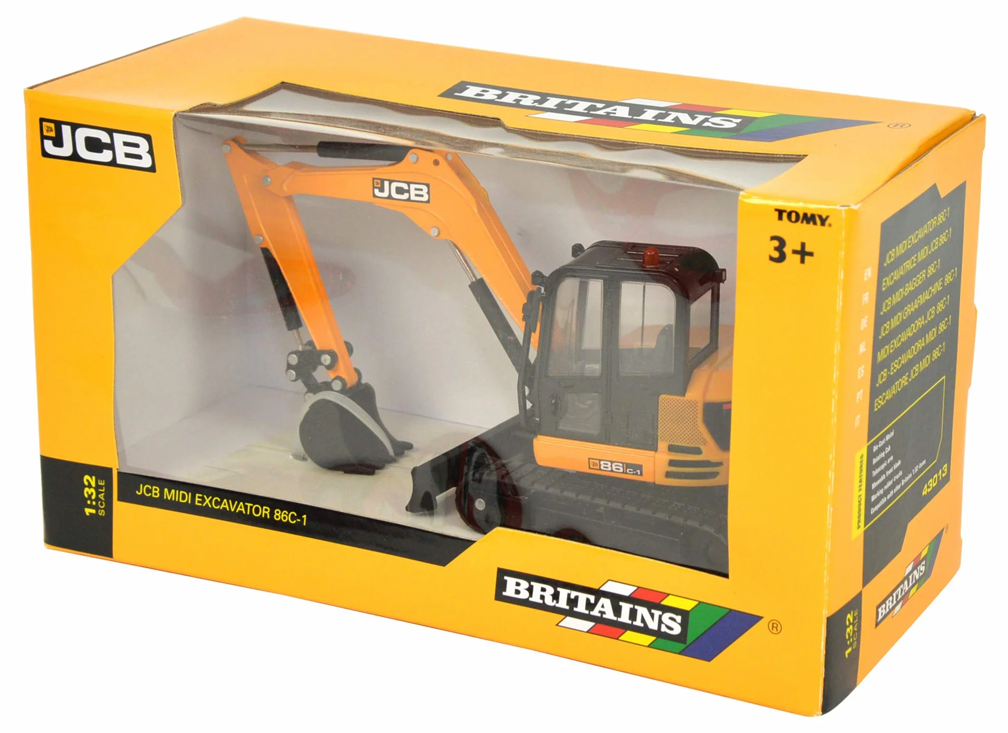 Britains - Excavadora Midi JCB, Color Amarillo y Negro (Tomy 43013)