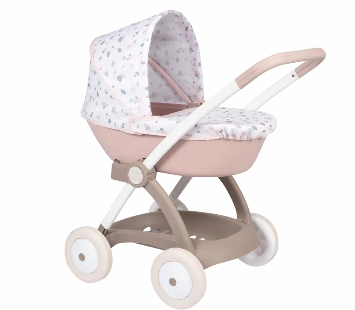 Smoby - Baby Nurse Cochecito Pop Pram, Estructura de Metal, para Muñecos de hasta 42cm, Adecuado a Partir de 18 Meses (7600254118)