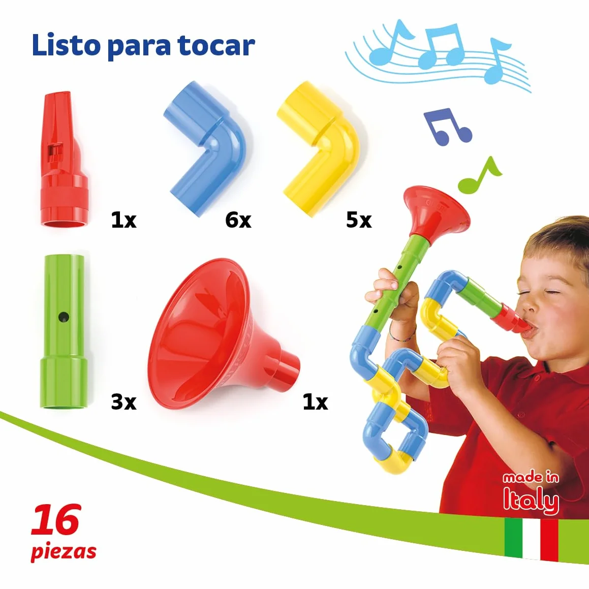 Quercetti Saxoflute, Juegos Musicales para Niños 2-4 años, Juego Creativo para Construir Instrumentos, Regalo Niña 4 Años Original Educativo, Juguetes Niños 2 Años, Juguete Musical Made in Italy