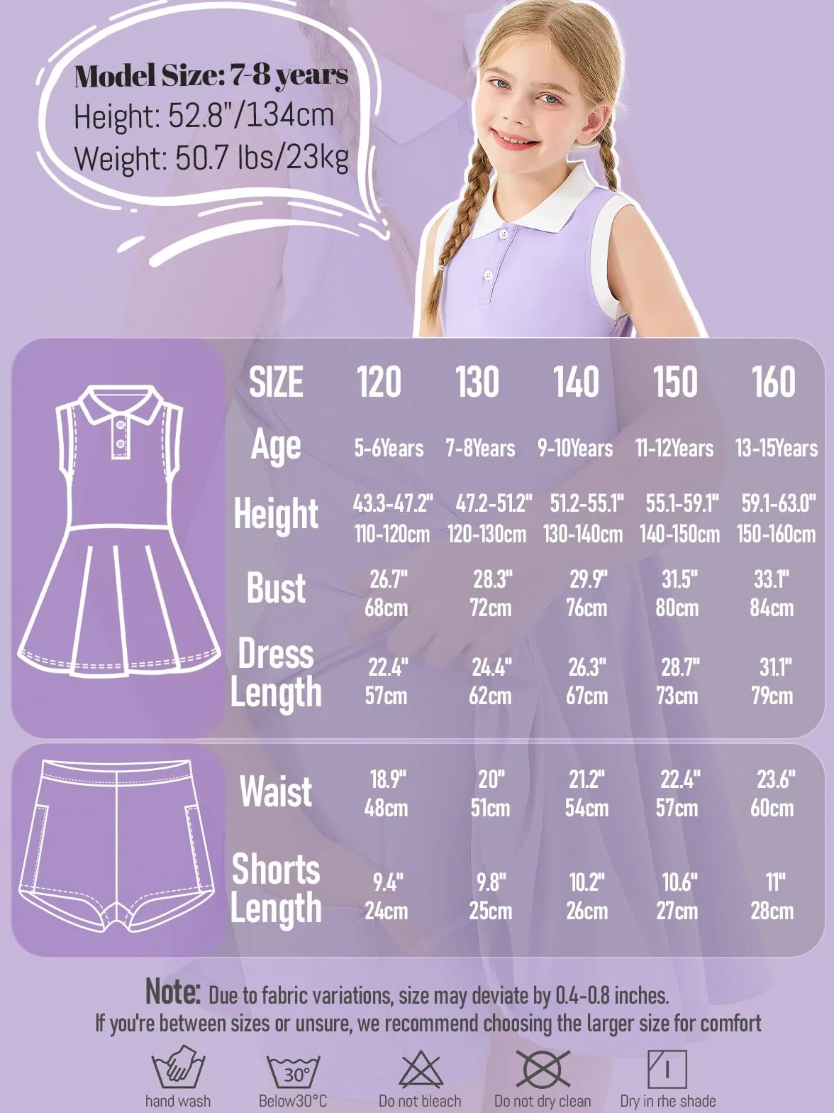 Vestido de Tenis para Niña con Pantalón Corto Polo Athletic Dress Sin Mangas con Bolsillos
