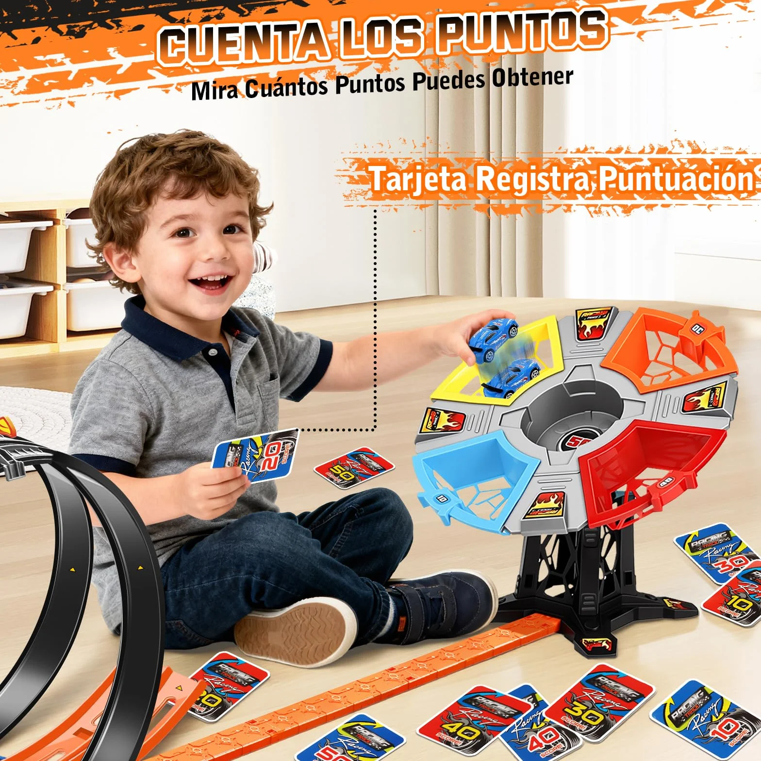 Charmofun Pista de Carreras, Circuito Coches Niños, Pista en Bucle de Coches, Juguete de Coche Regalo para Niños de 3, 4, 5, 6+ Años