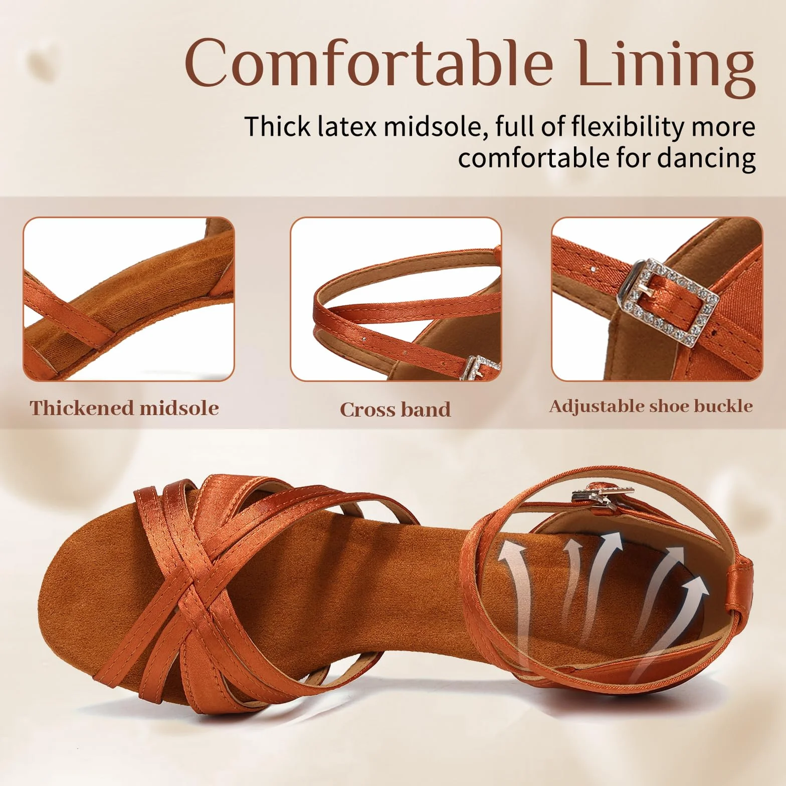 Zapatos de Baile Latino Mujer Satén Tacón 5cm Modelo-811