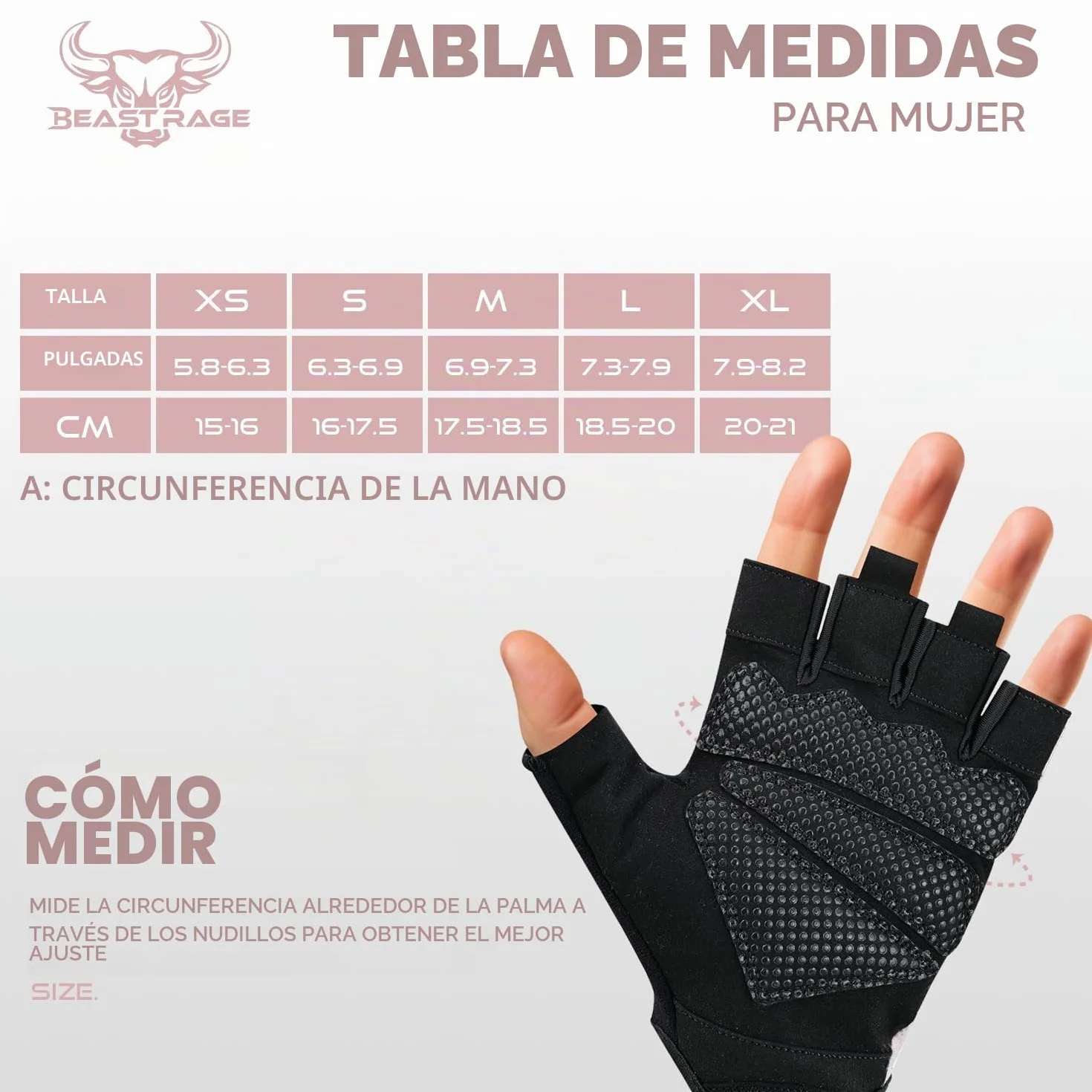 Beast Rage Guantes de Fitness para Levantamiento de Pesas, Transpirables, Antideslizantes, Acolchados de Silicona