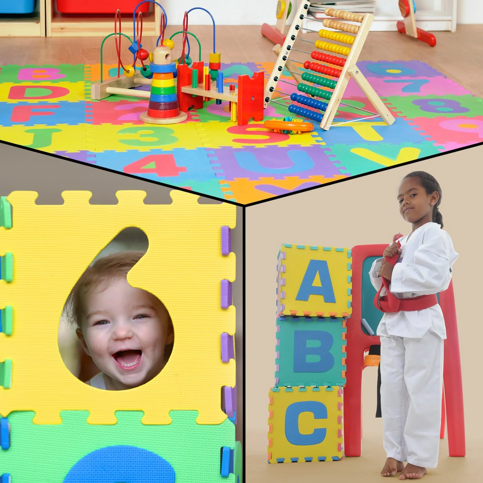 ALPIDEX Alfombra Puzzle Infantil 36 Piezas Goma EVA Letras Números Rompecabezas Colorido