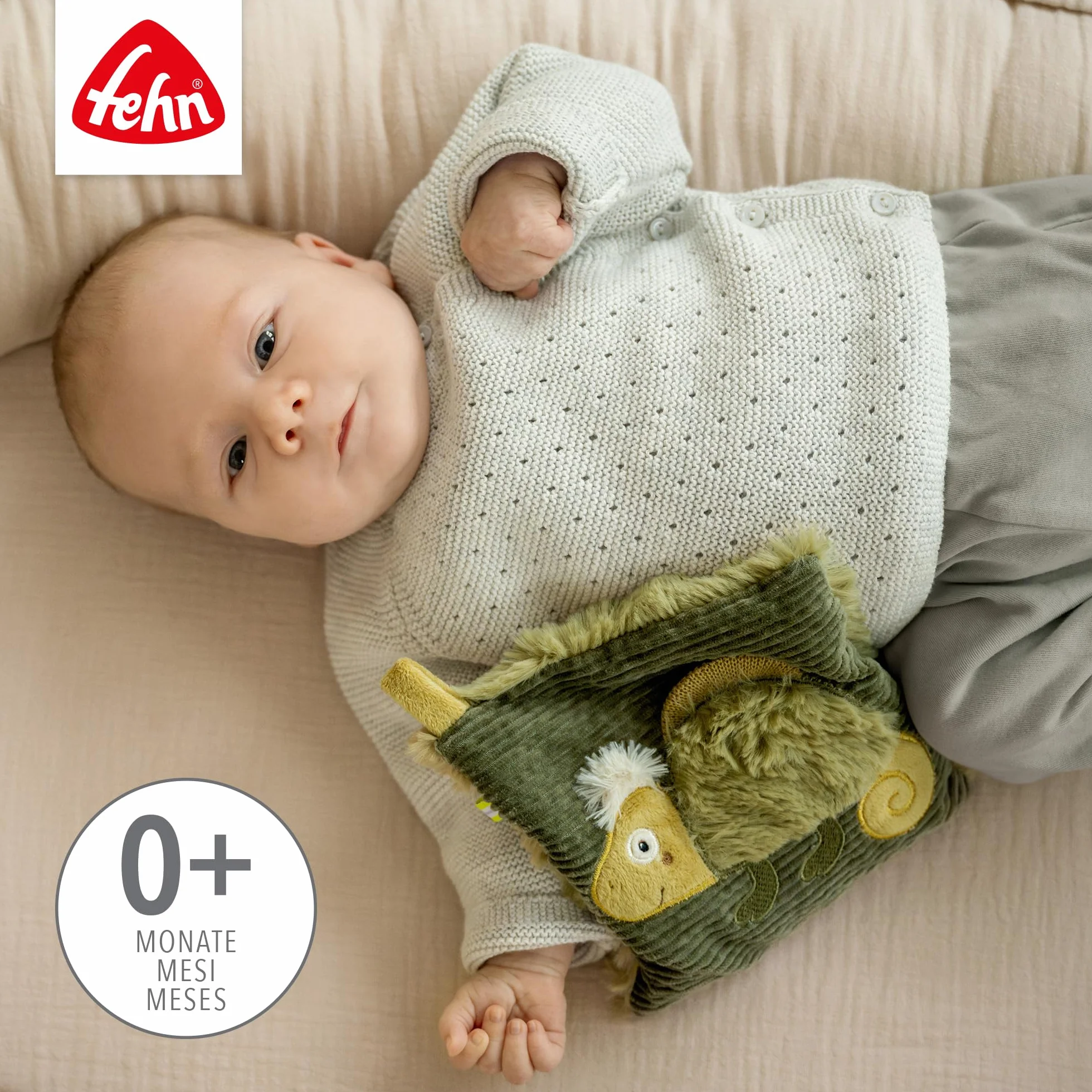 Fehn Kirschkernkissen Chamäleon – Kuschelkissen mit entnehmbarem Wärme-/ Kältesäckchen für Babys und Kleinkinder