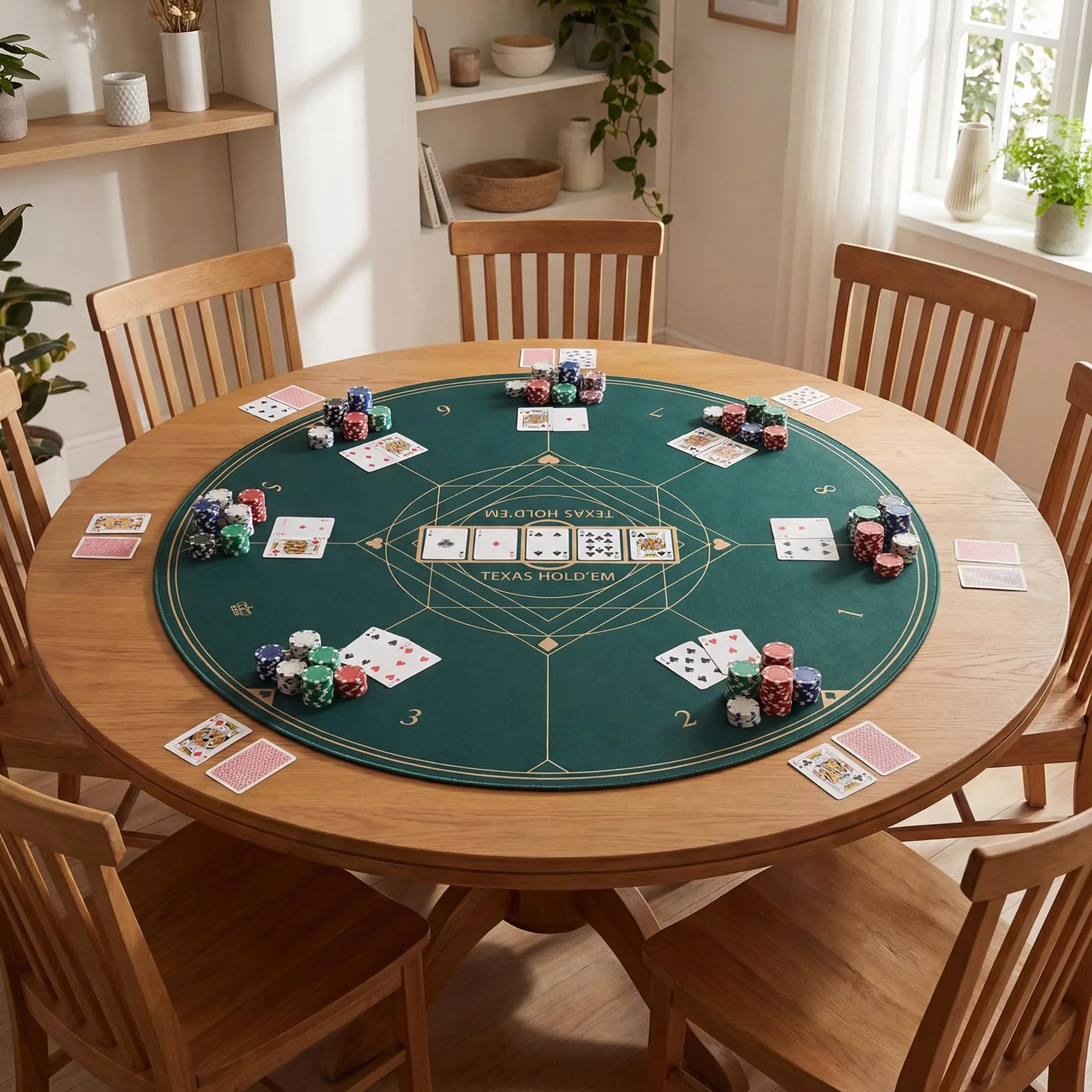COSTWAY Tapete de Póquer Redondo para Texas Hold'em, Base de Goma Antideslizante Plegable, Bolsa de Transporte, Alfombra de Mesa de Póker de Casino para 8 Jugadores Cartas Blackjack (100 cm)