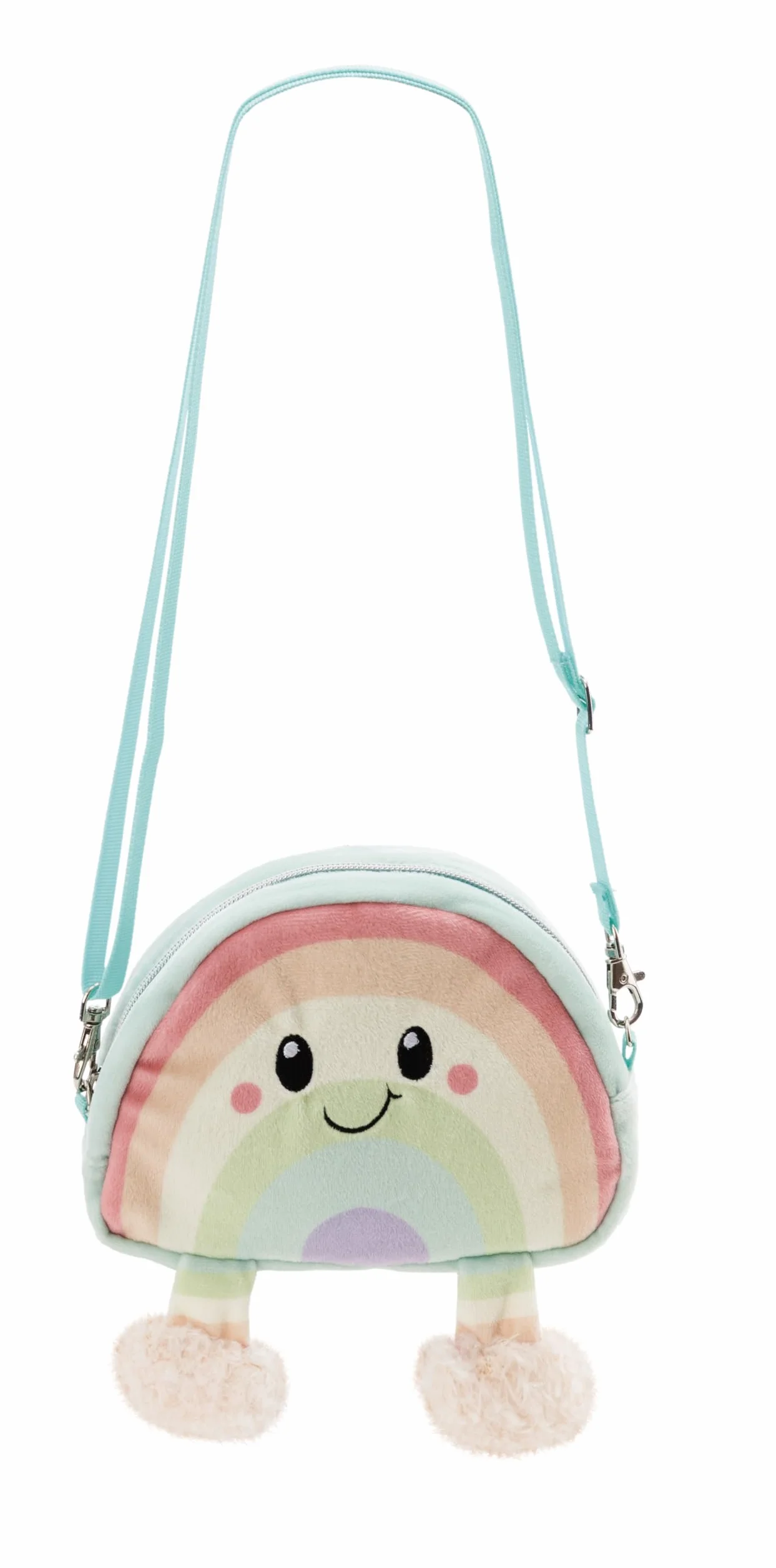 Estuche Bandolera Arcoíris Nibsi 2 en 1, 17,5 x 14 x 5 cm, Multicolor, Suave para niñas y Mujeres