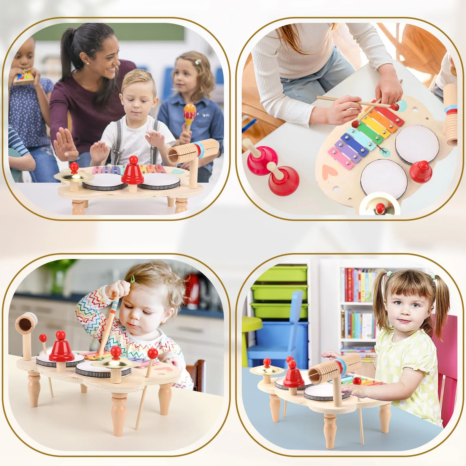 LZDMY Juguetes Instrumentos Musicales Infantiles, Juguetes Montesorri Madera de Tambores, Regalos Niños Niñas 3 4 5 6 Años para Navidad Cumpleaños Reyes Magos