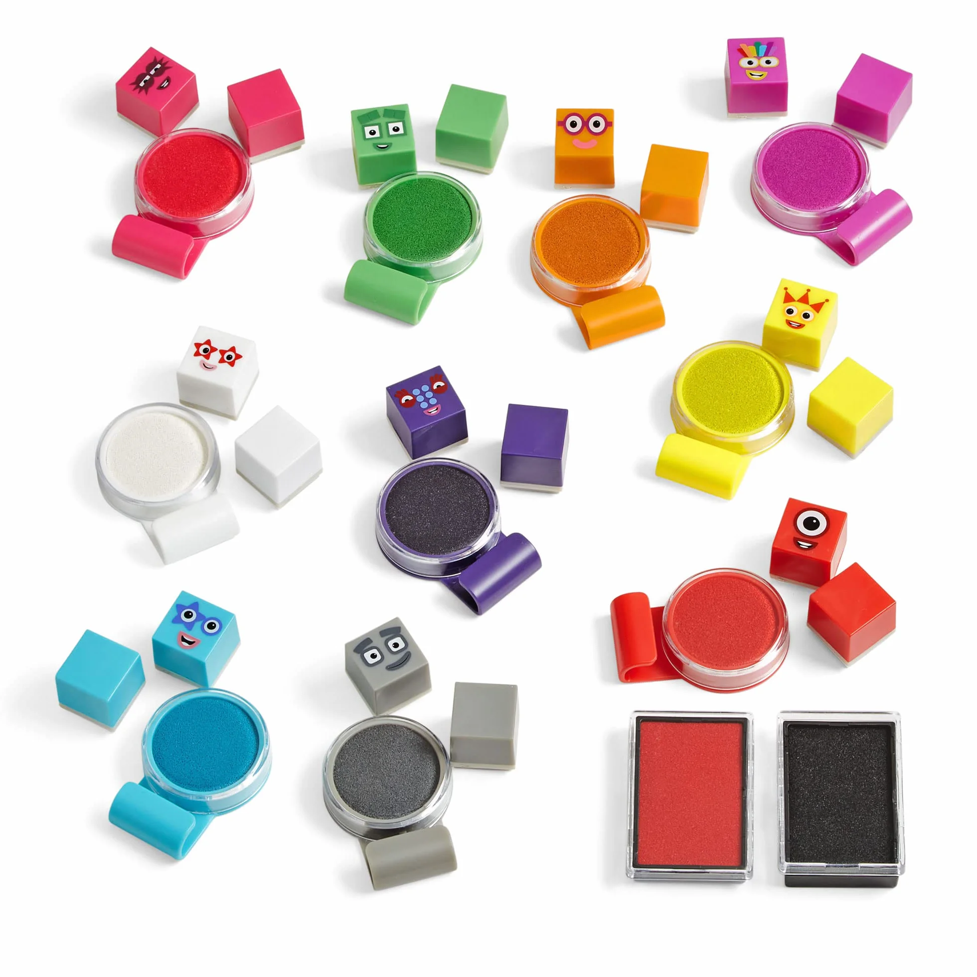 Learning Resources Set de Sellos Numberblocks – Parque de Stampolines con 32 Piezas – Tinta Lavable y Manualidades Creativas – Juguete Educativo para Niños 3+ Años