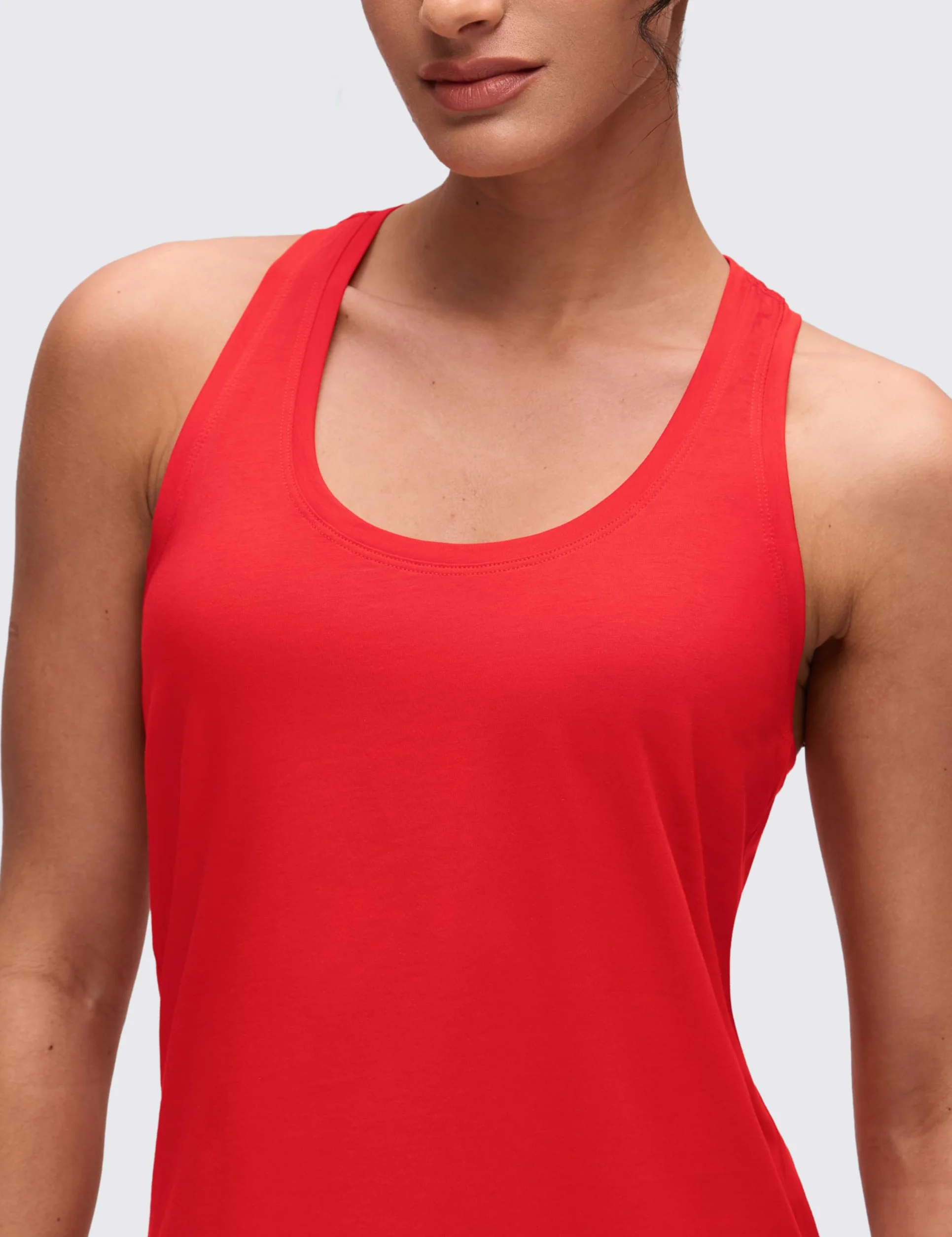 CRZ YOGA Mujeres Camisetas Sin Mangas Algodón Pima Y-Espalda Ligera